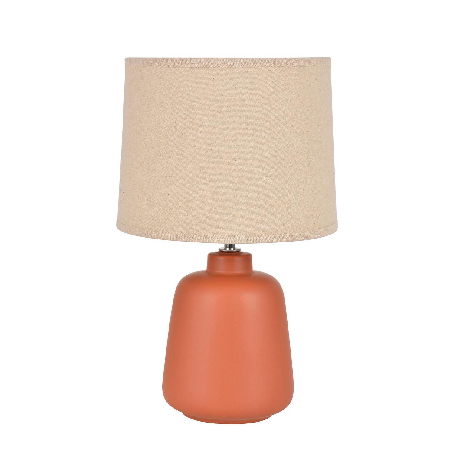 Lámpara de mesa paros e27 cerámica y algodón terracota