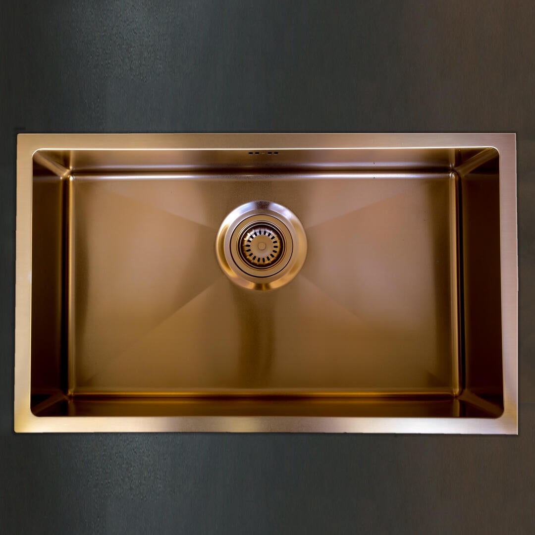 Fregadero cocina essebagno luisa 76 sobre/bajo encimera 1 seno con sifón 76x45 cm acero inox cobre mueble a partir de 60 cm
