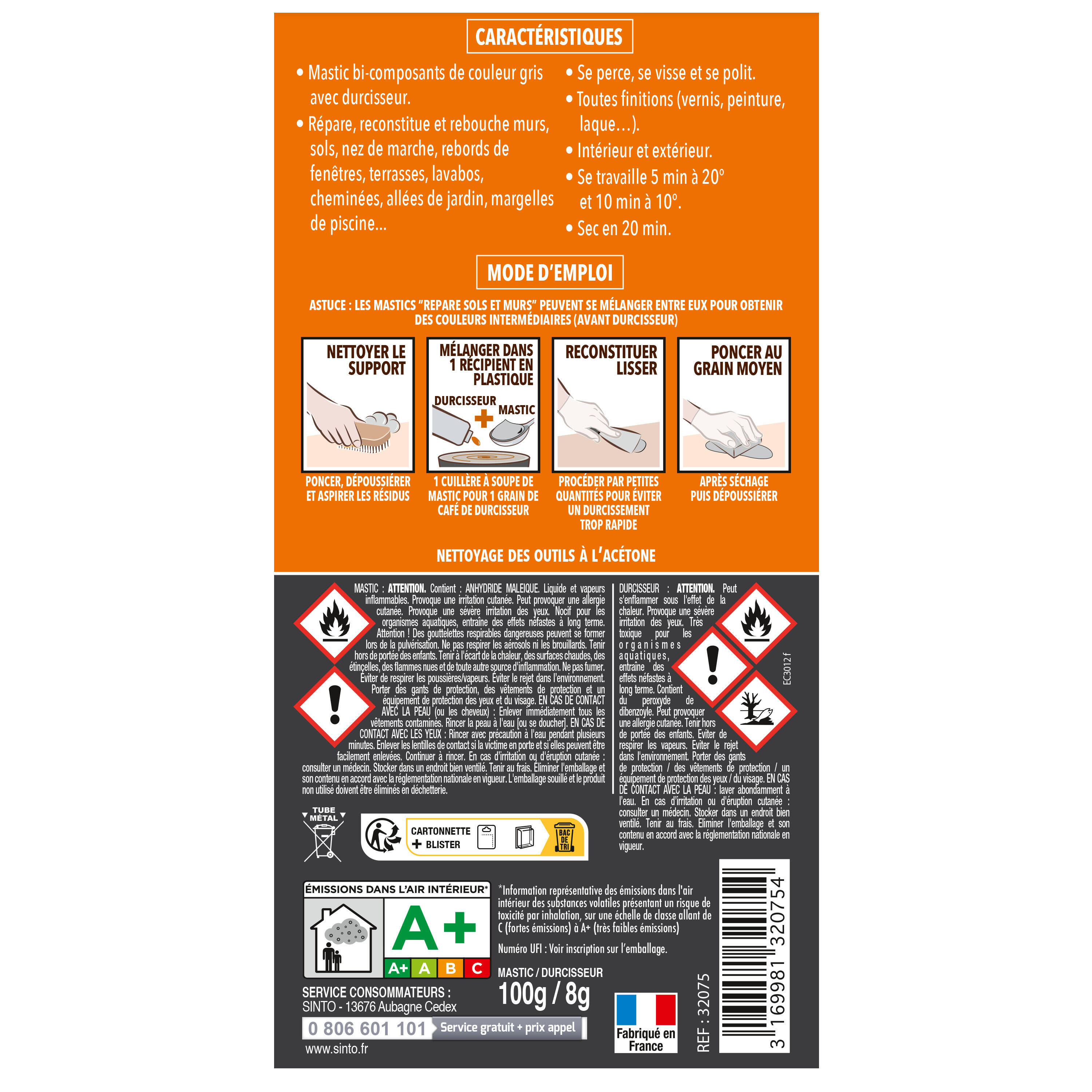 Mastic Sintopierre, mastic et durcisseur SINTO gris 100 g - 7