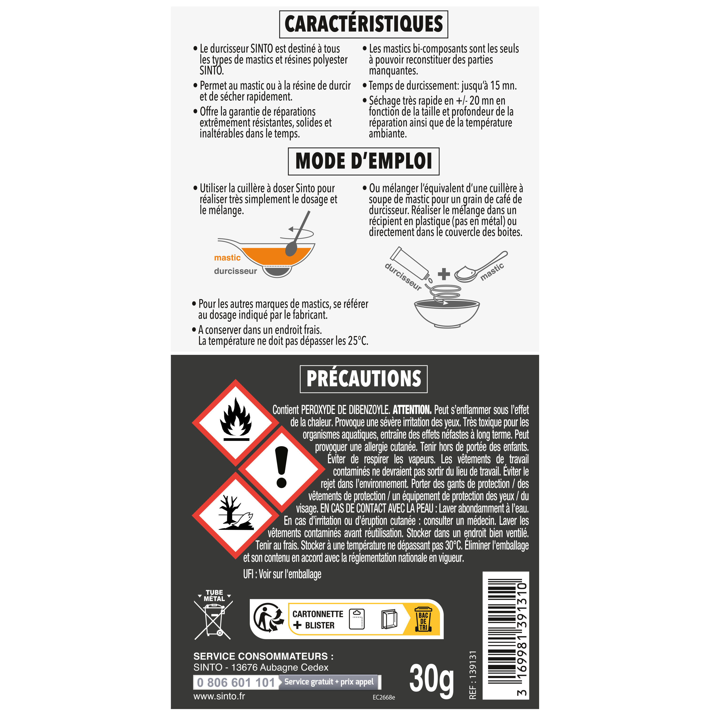 Durcisseur bi-composant SintoMatériaux SINTO, 30G - 3