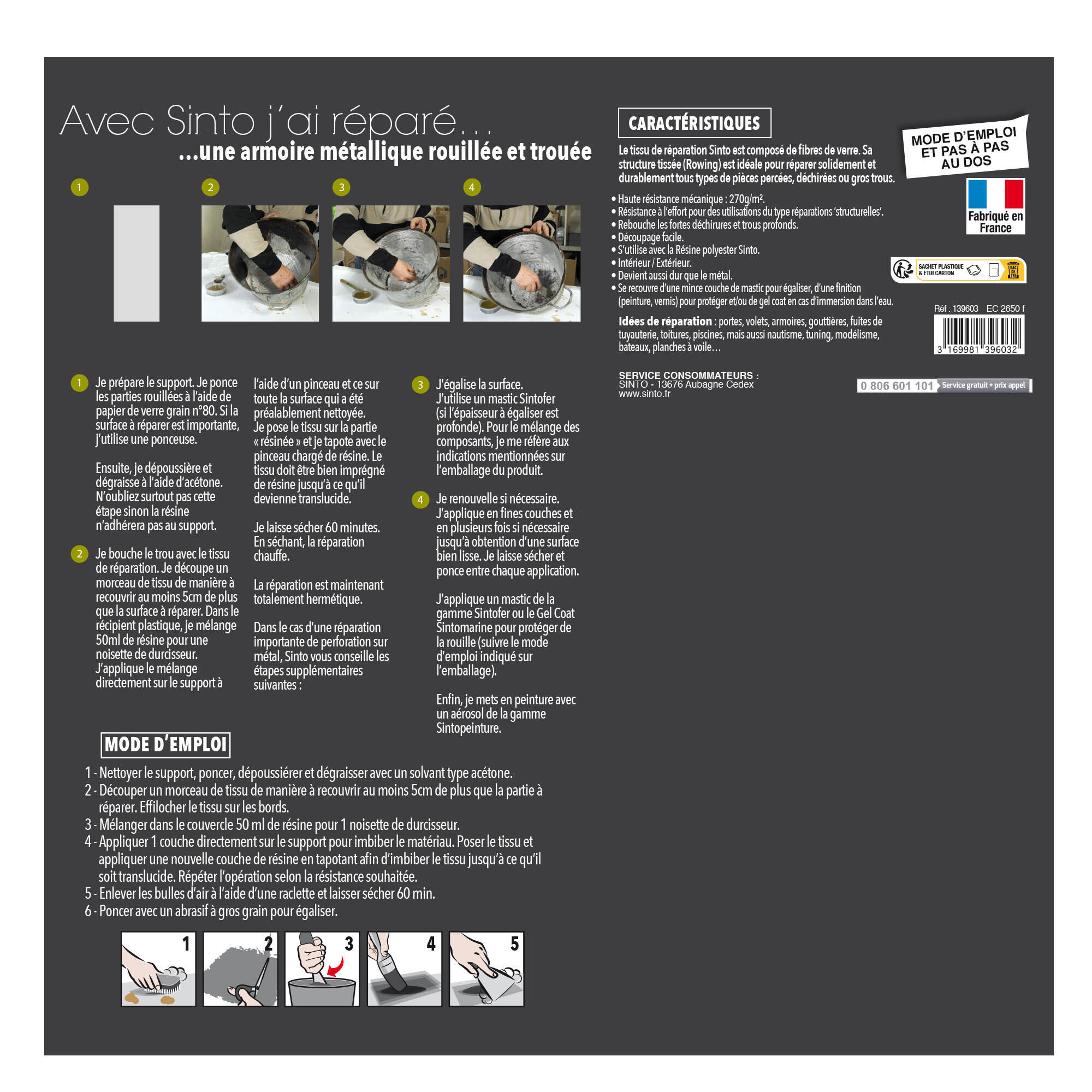 Fibre de verre tissée SINTO Sintomateriaux x l.13.5 cm - 5