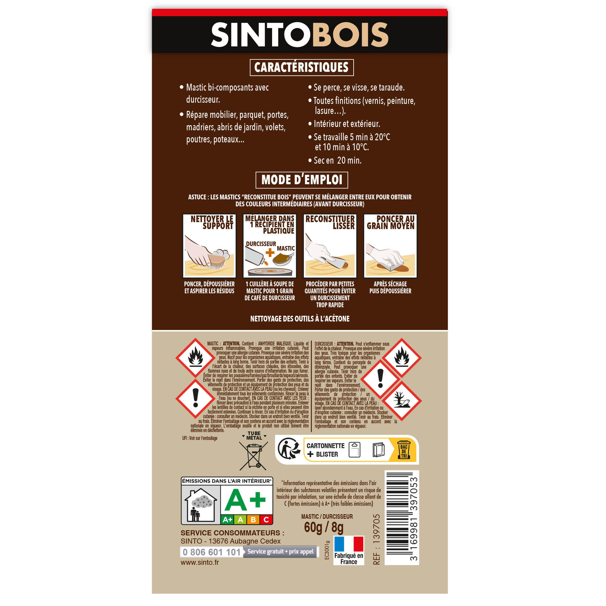 Mastic Sintobois angles & gros trous SINTO chêne 68 g - 7
