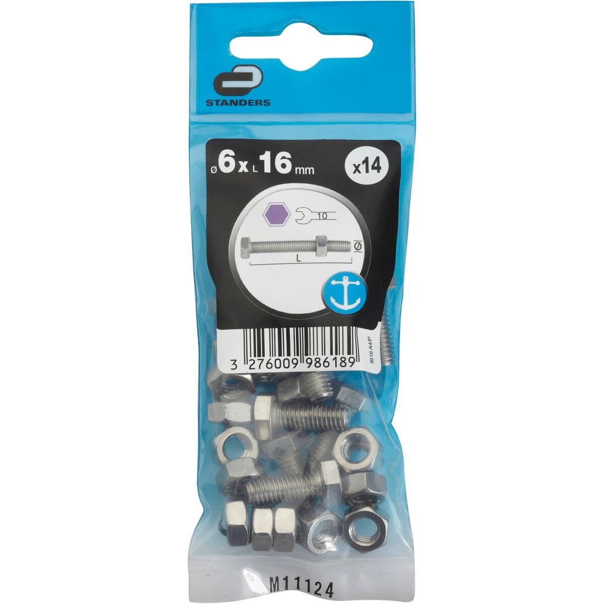 Prego cabeça sextavada hexagonal 14P 6x16 mm A4 Standers - 2