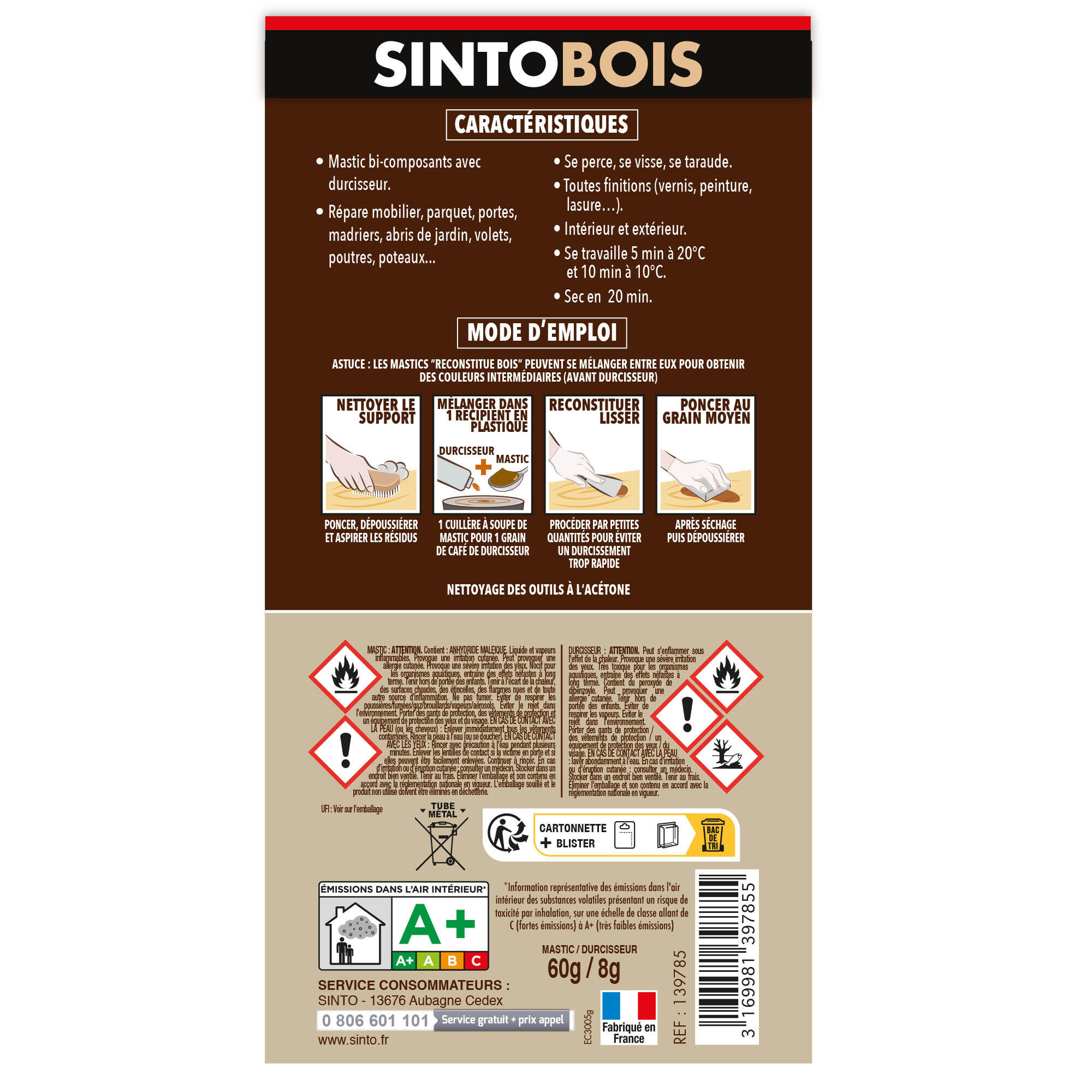 Mastic Angles & gros trous SINTOBOIS sapin 68 g - 6