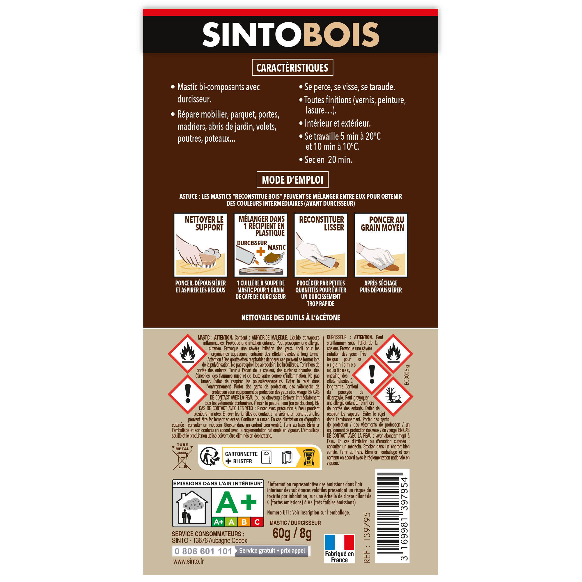 Mastic Sintobois angles & gros trous SINTO blanc 68 g - 6
