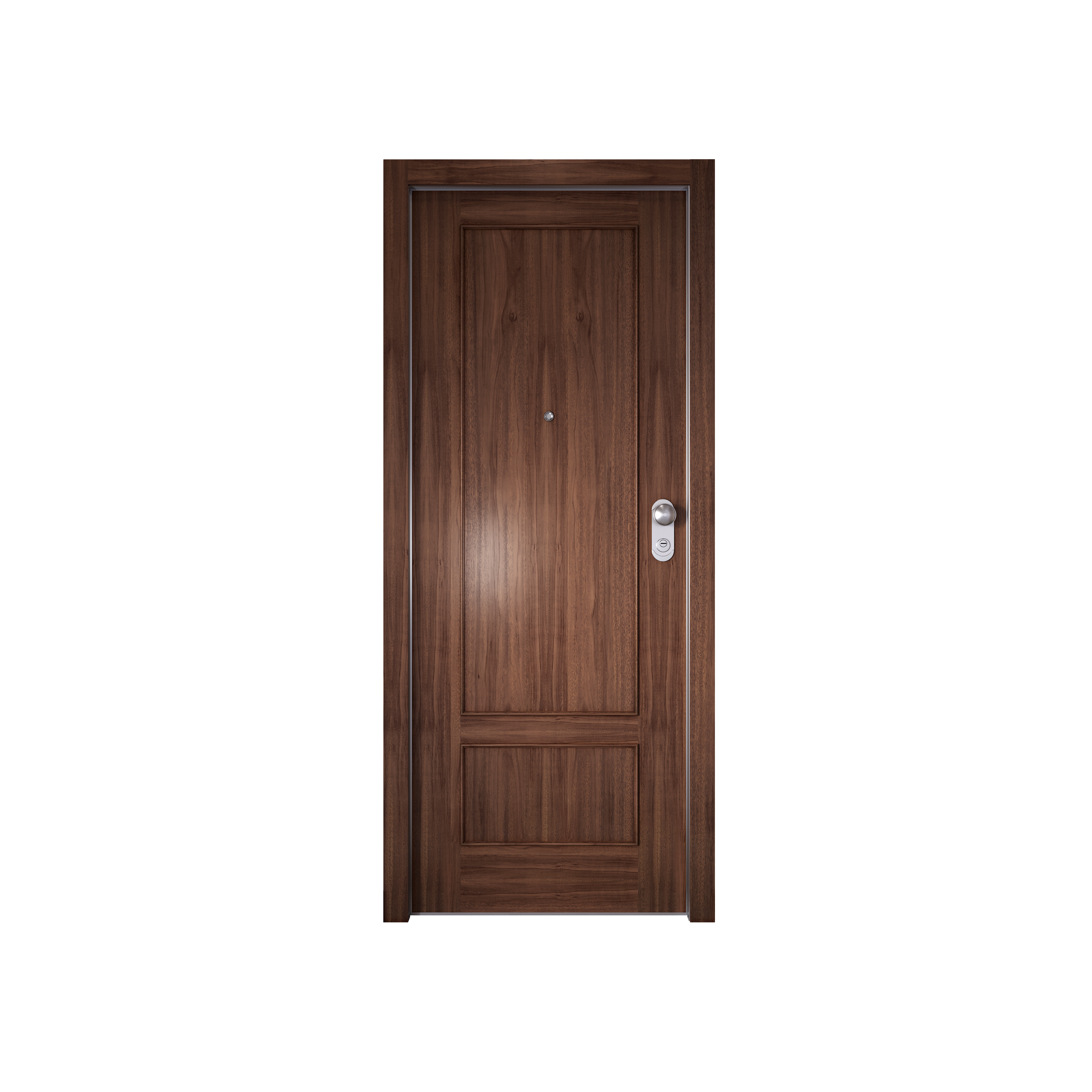 Puerta de entrada acorazada serie Omega dos cuadros sapelly / interior liso blanco apertura izquierda 204x84cm - 13