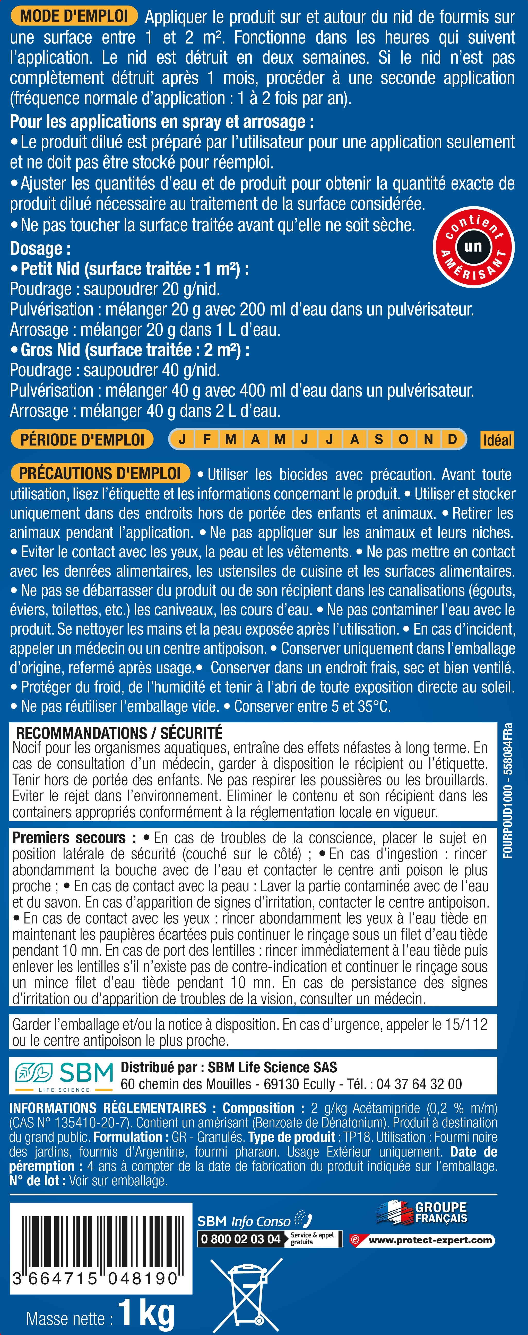 Poudre anti fourmi, granule, Fourpoud1000n PROTECT EXPERT - 2