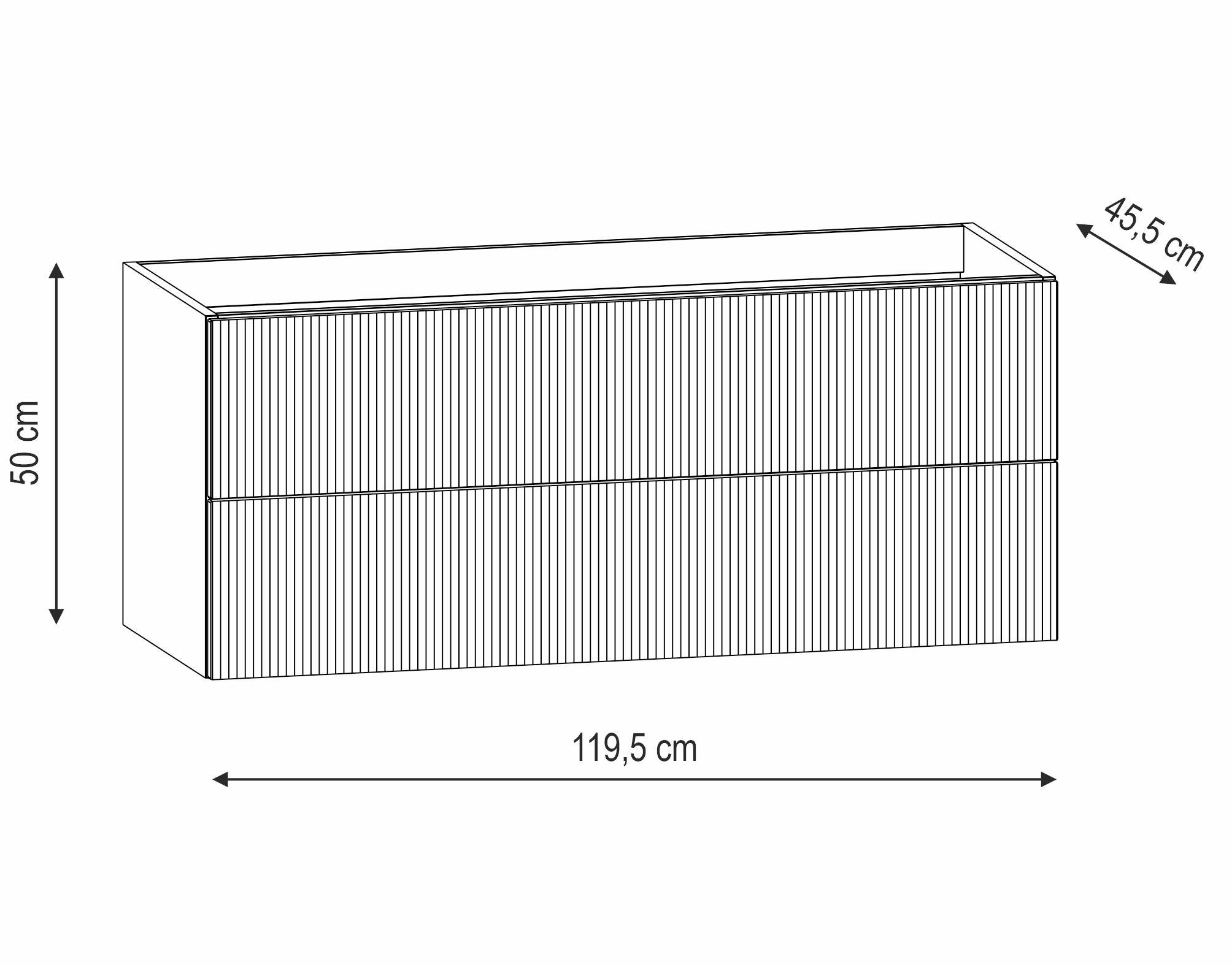 Mobile da bagno sospeso sotto lavabo L 119.5 x H 50 x P 45.5 cm rovere, 2 cassetti Opera - 2