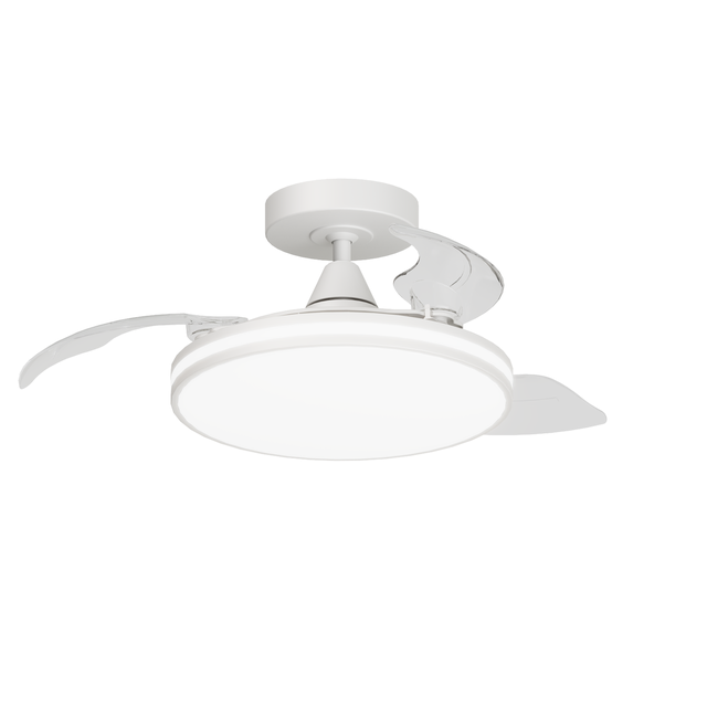 Ventilador de techo con luz silencioso DC 28W con mando ø91 cm Vanesa INSPIRE blanco luz CCT 3 aspas retráctiles tipo lámpara| 6 velocidades| modo verano/invierno| temporizador| brisa| recomendado para <13m²