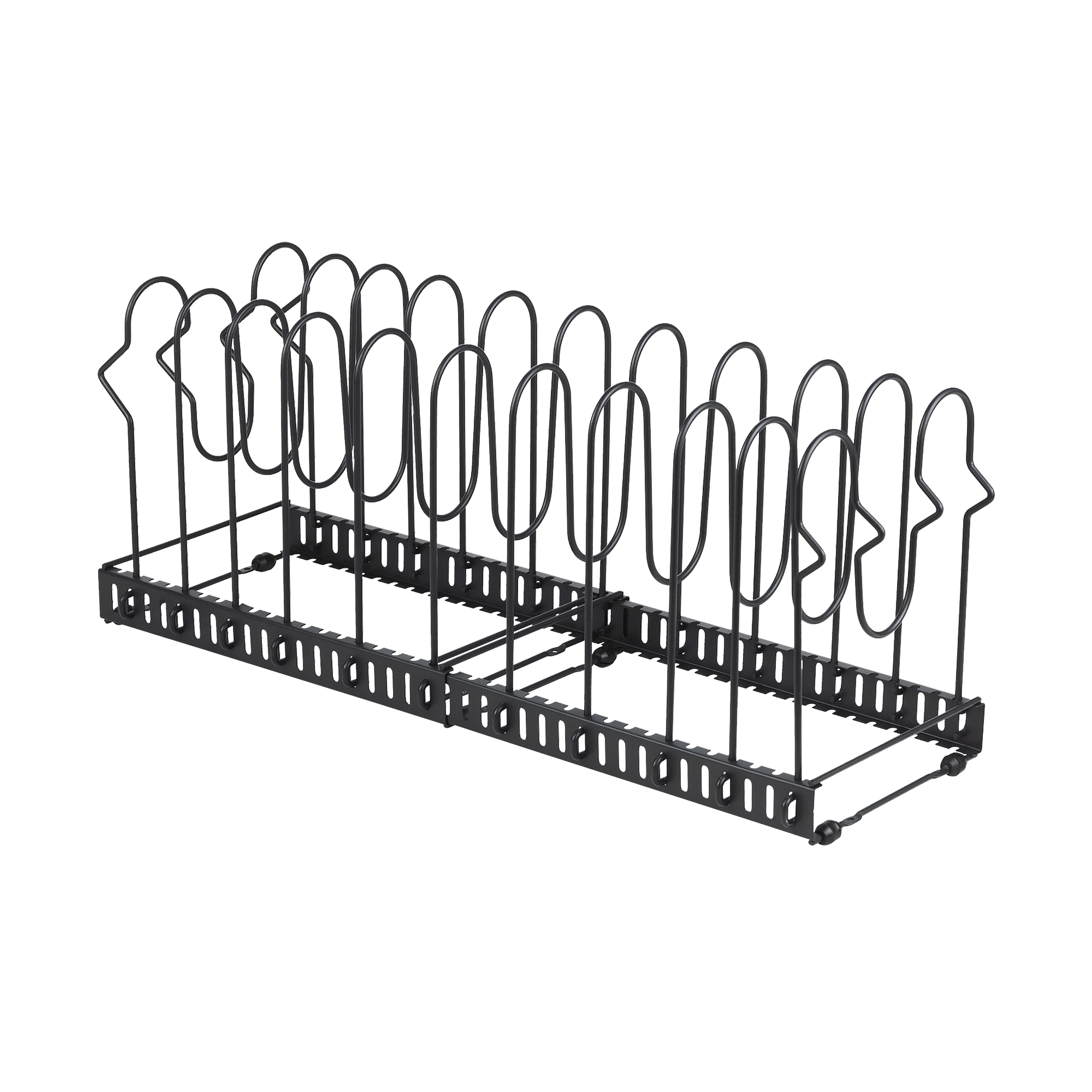 Stojak na pokrywki i patelnie czarny rozsuwany Delinia