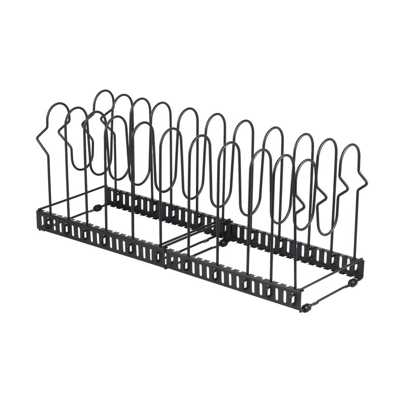Stojak na pokrywki i patelnie czarny rozsuwany Delinia