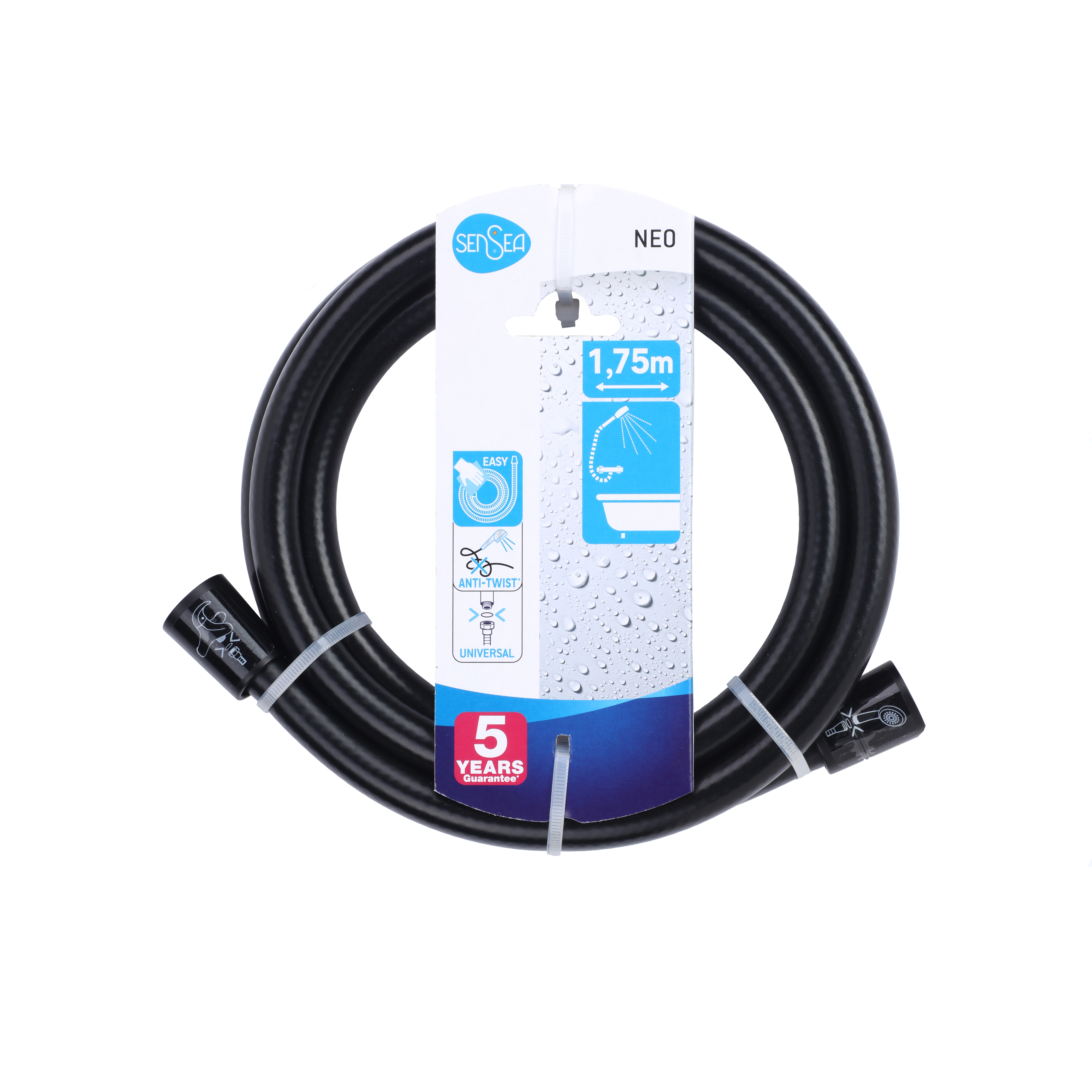 Wąż prysznicowy czarny Neo 175 cm Sensea - 4