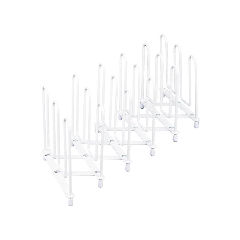 Stojak na pokrywki i patelnie rozsuwany biały Delinia