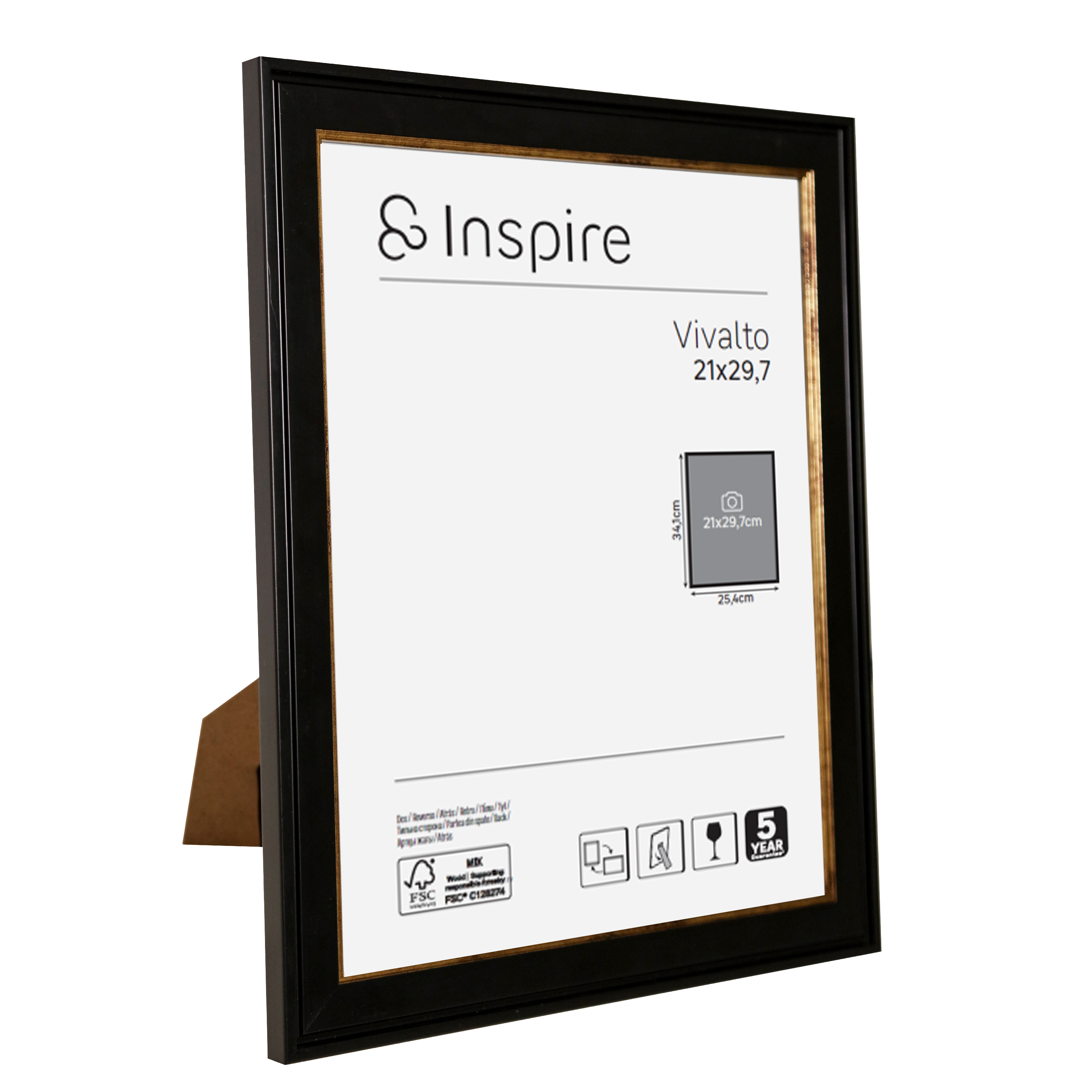 Rama na zdjęcie Vivalto 21 x 29.7 cm czarno-złota Inspire - 11