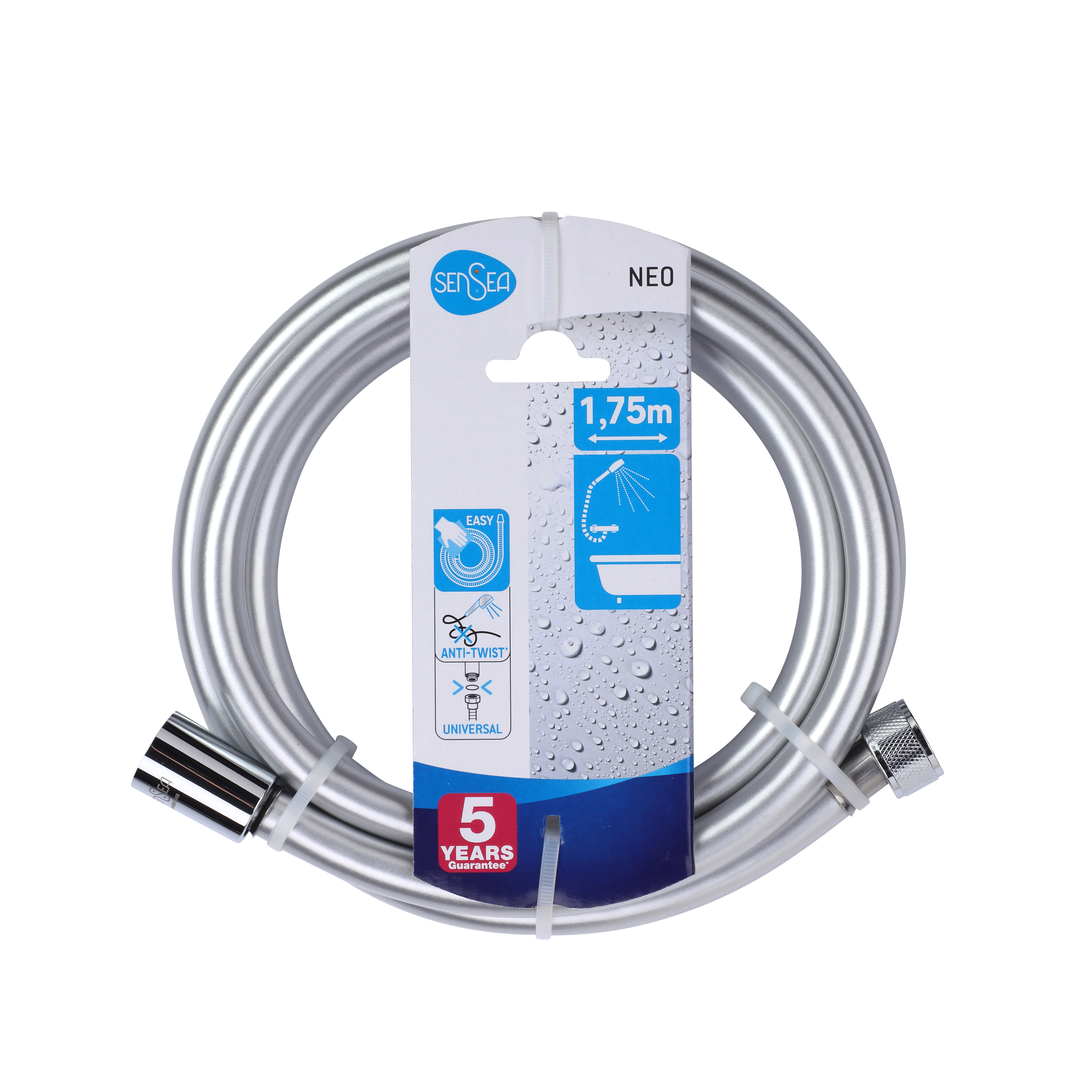 Wąż prysznicowy chrom Neo 175 cm Sensea - 5