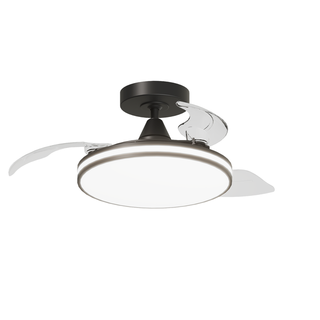 Ventilador de techo con luz silencioso DC 28W con mando ø91 cm Vanesa INSPIRE negro luz CCT 3 aspas retráctiles tipo lámpara| 6 velocidades| modo verano/invierno| temporizador| brisa| recomendado para <13m²