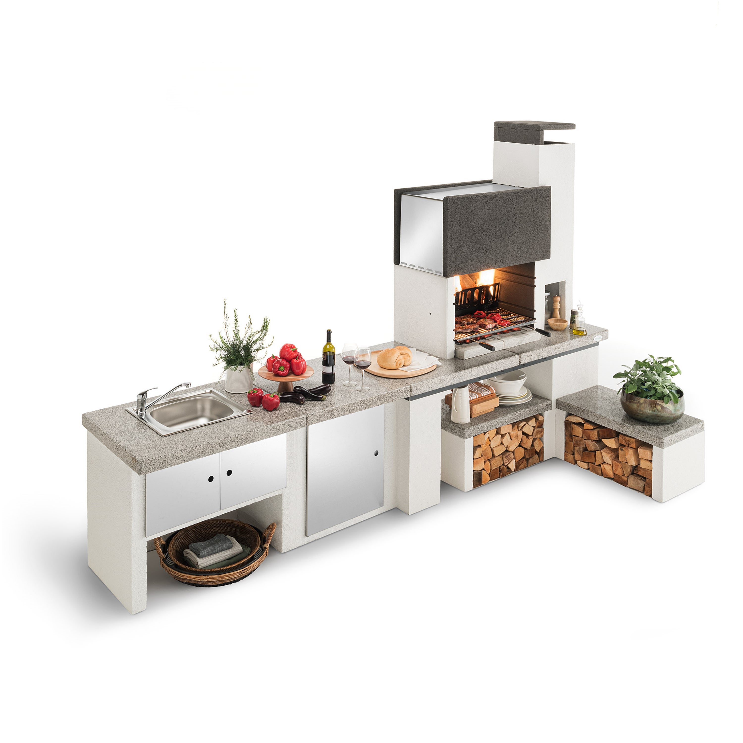 Barbecue fisso a legna e carbonella New York EASY GARDEN BY PALAZZETTI L 180 x H 230 x P 120 cm - 4