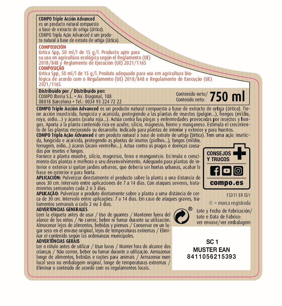 Insecticida COMPO BIO triple acción 750 ml interior/exterior - 4