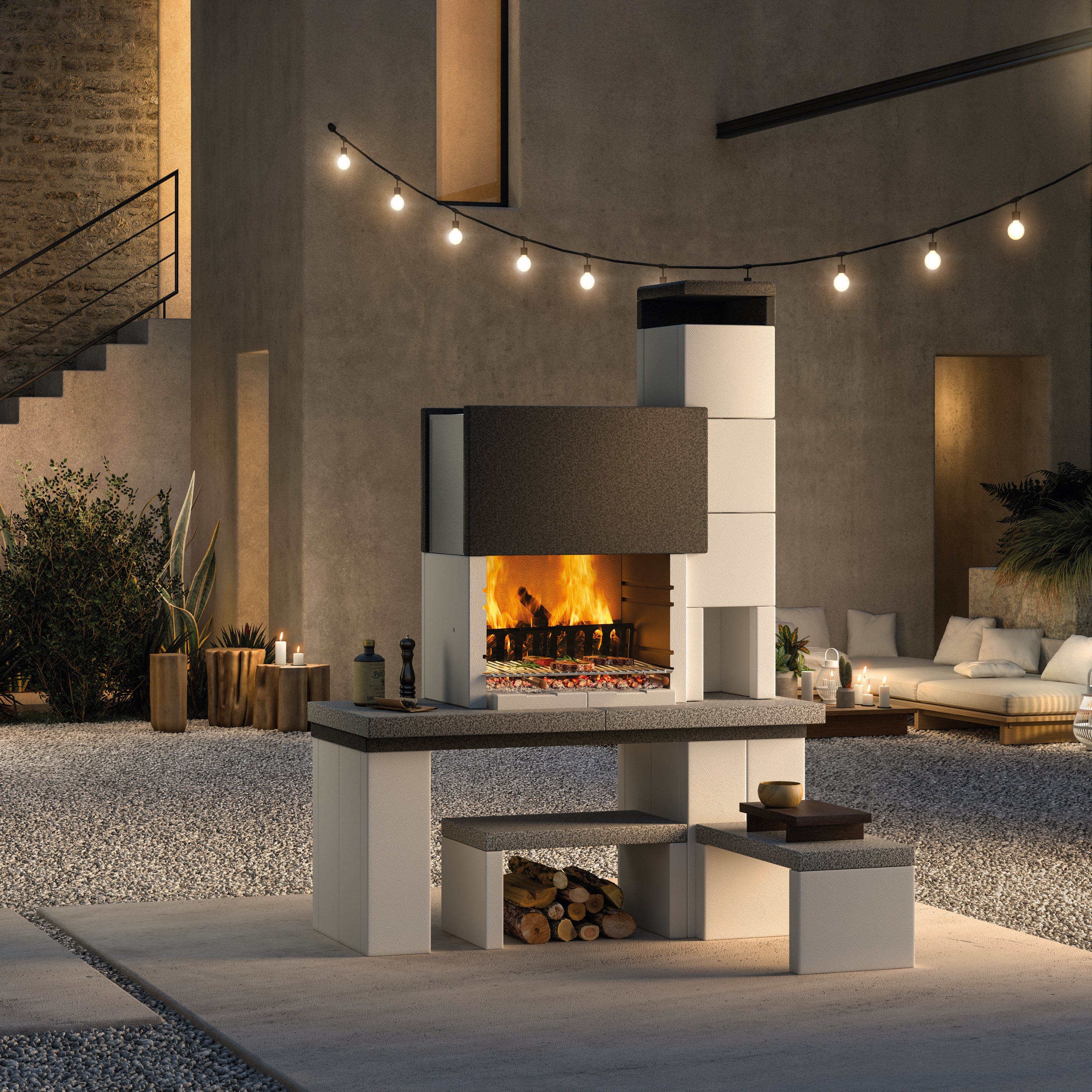 Barbecue fisso a legna e carbonella New York EASY GARDEN BY PALAZZETTI L 180 x H 230 x P 120 cm - 2