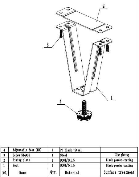 Pied central STANDERS Noir pour meuble Evo'M - 7