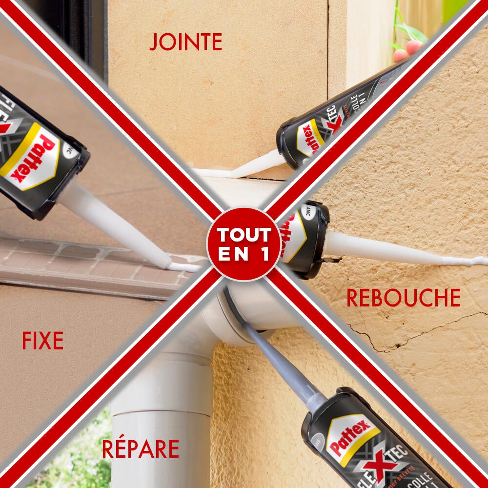 Colle de fixation pâte MS polymère PATTEX Colle & jointe flextec blanc, 389g - 4