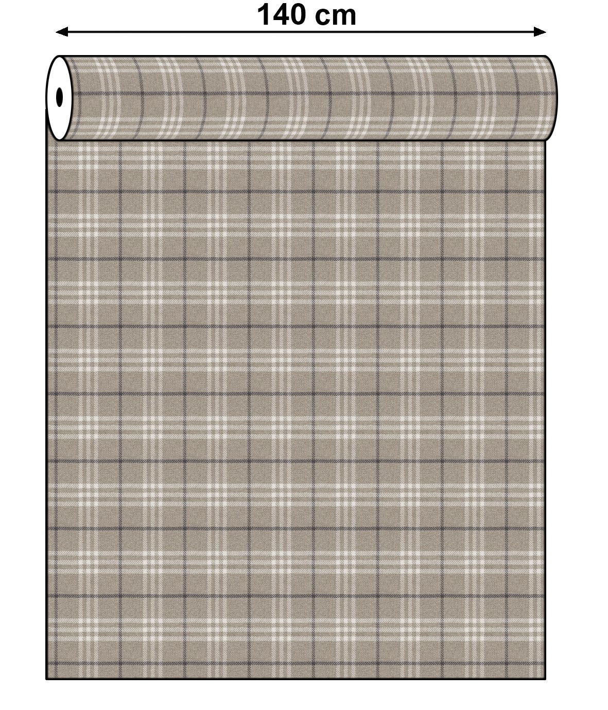 Tela al corte tapicería lana Costa Marfil beig tostado cuadros grueso ancho140cm - 2