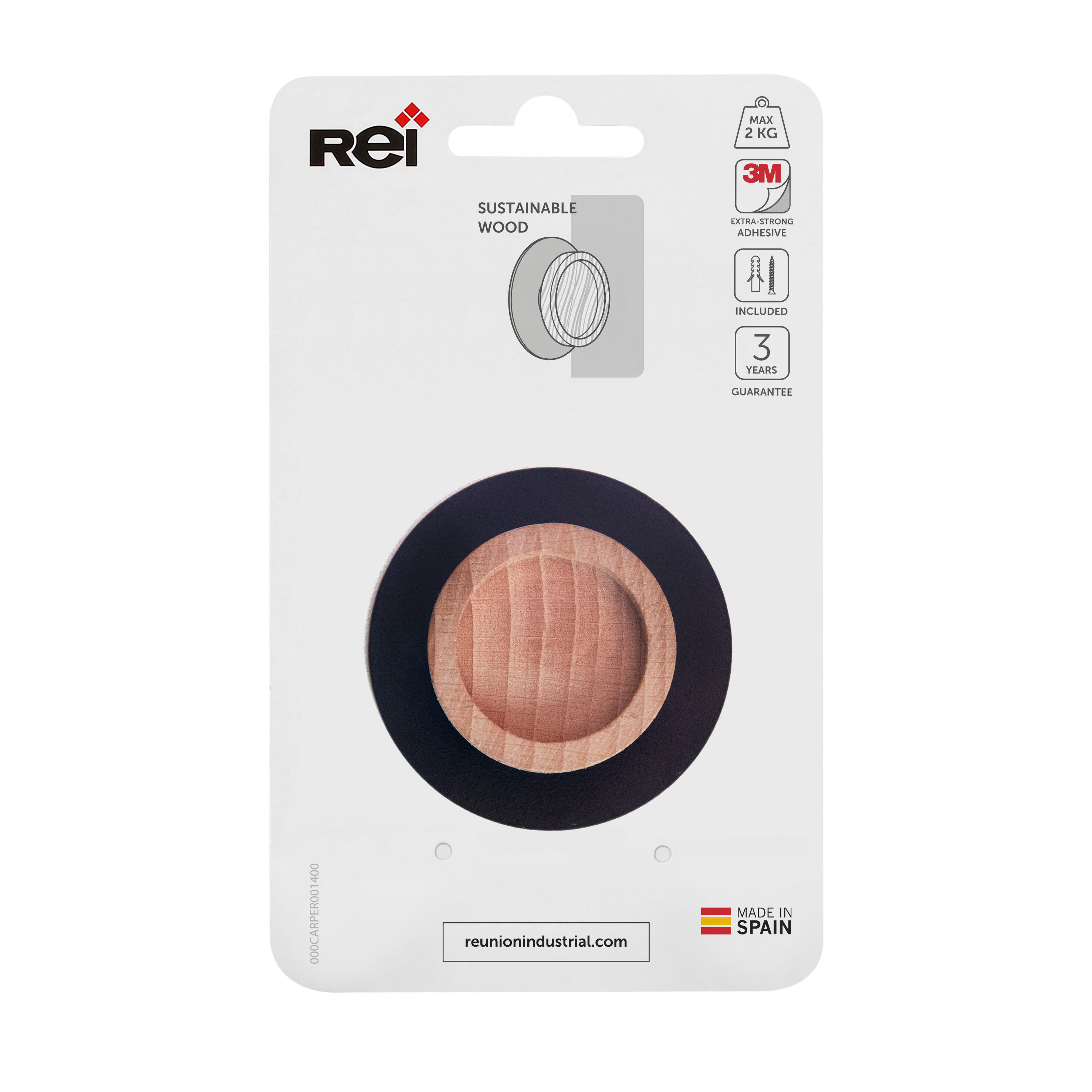 Percha/perchero Sagunto acero negro  con 1 gancho - 4