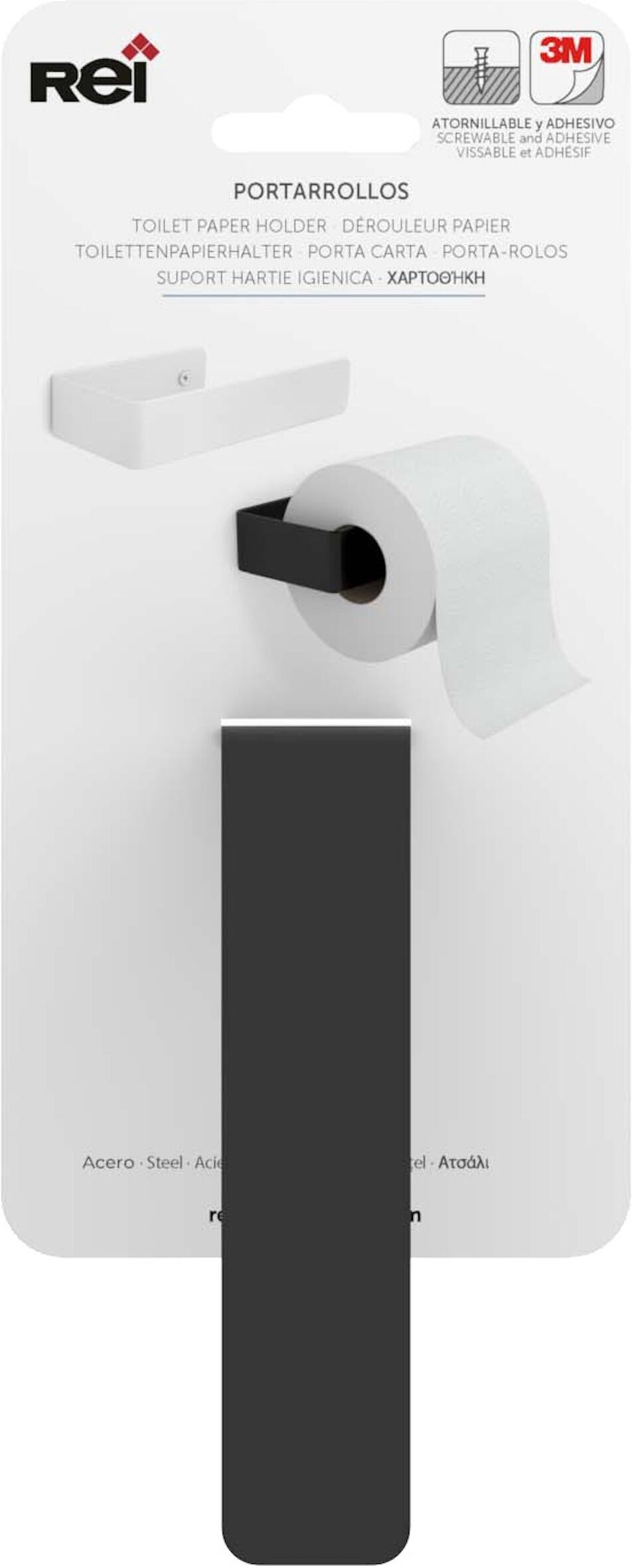Portarrollos de papel higiénico Cartago negro tornillos - 4