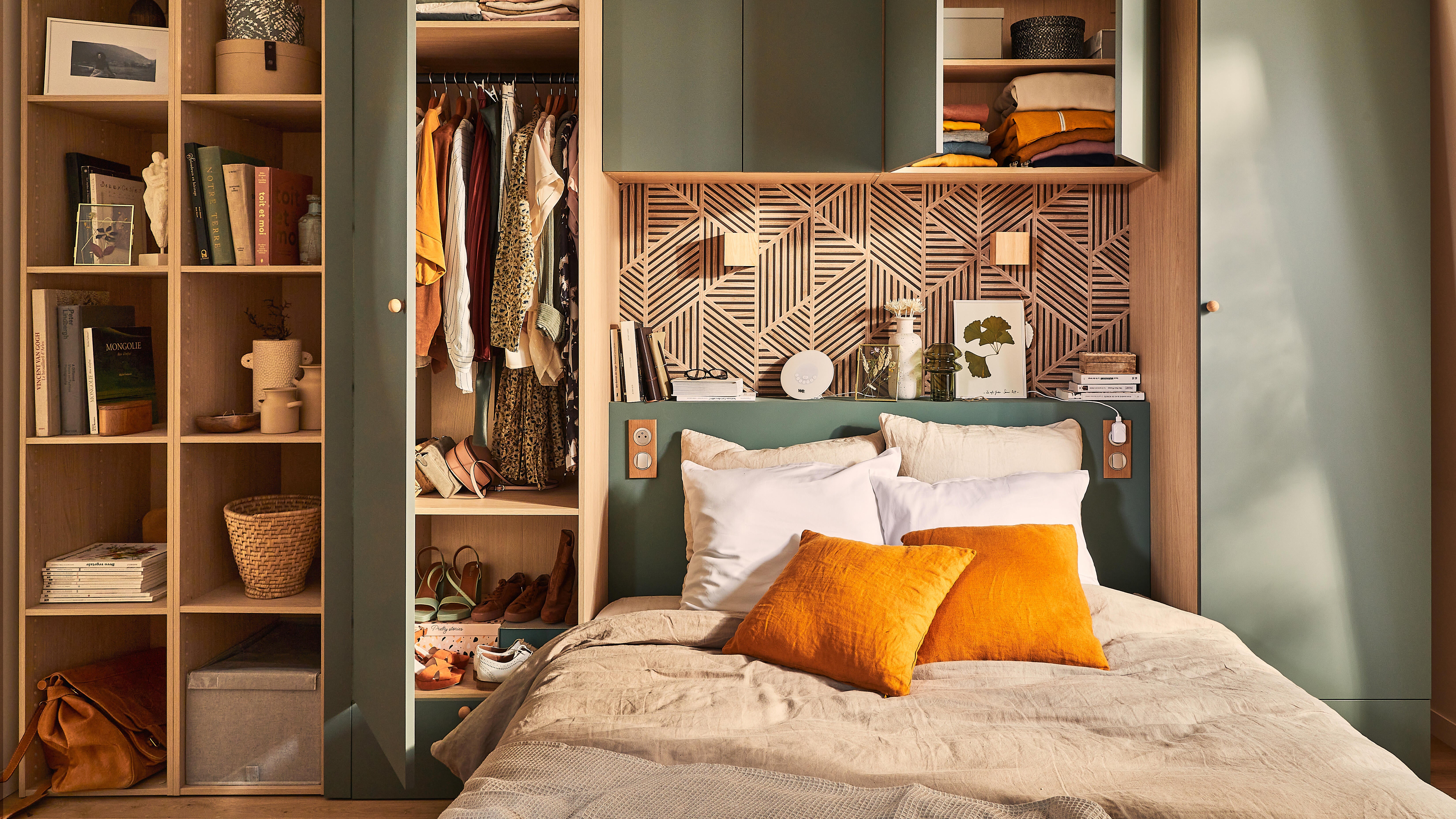 Papier peint intissé Tasseaux géométriques brun - 4