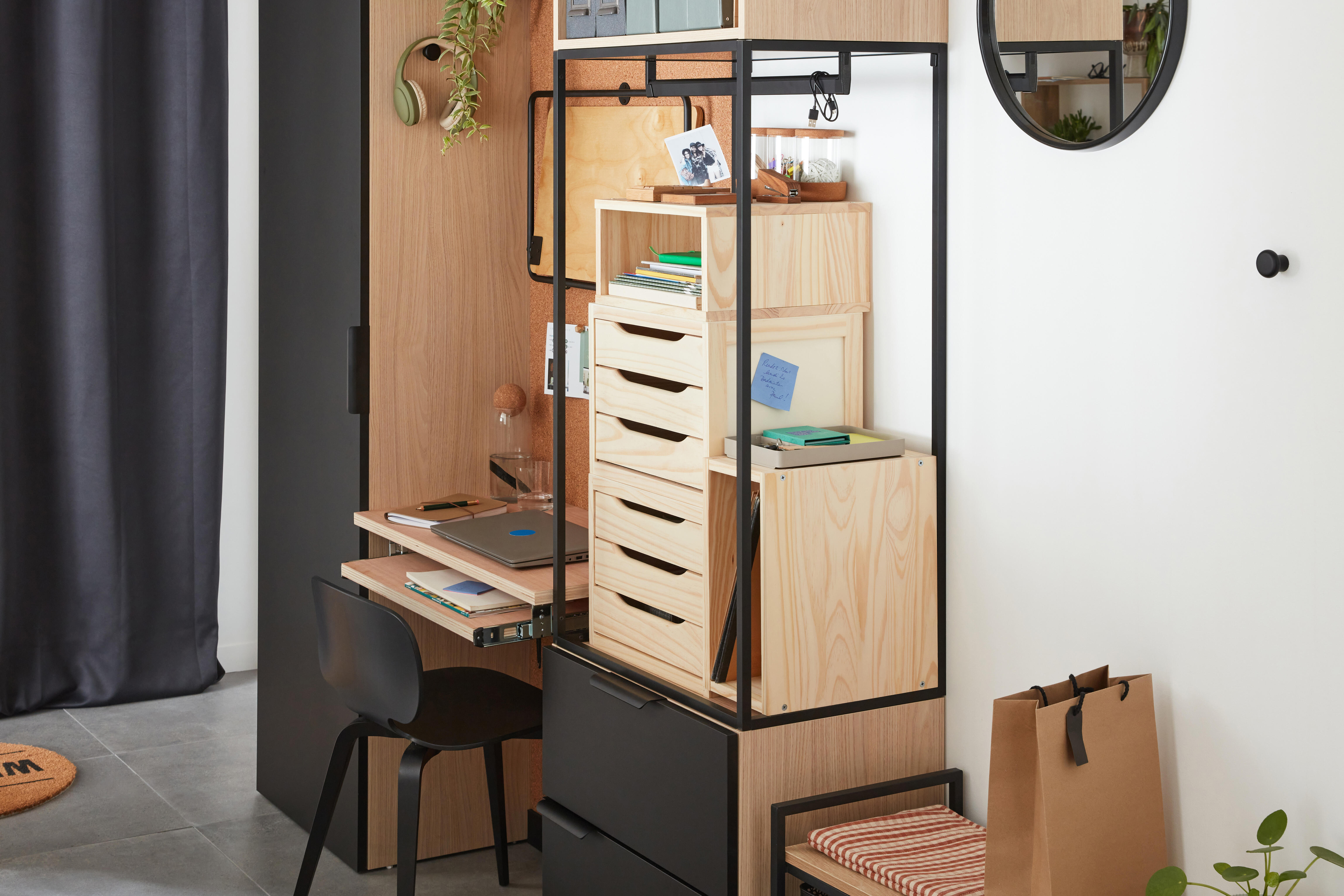 Penderie métal + étagères SPACEO Evo'M Metal Frame H.102,4 X L.60 X P.38 cm - 5