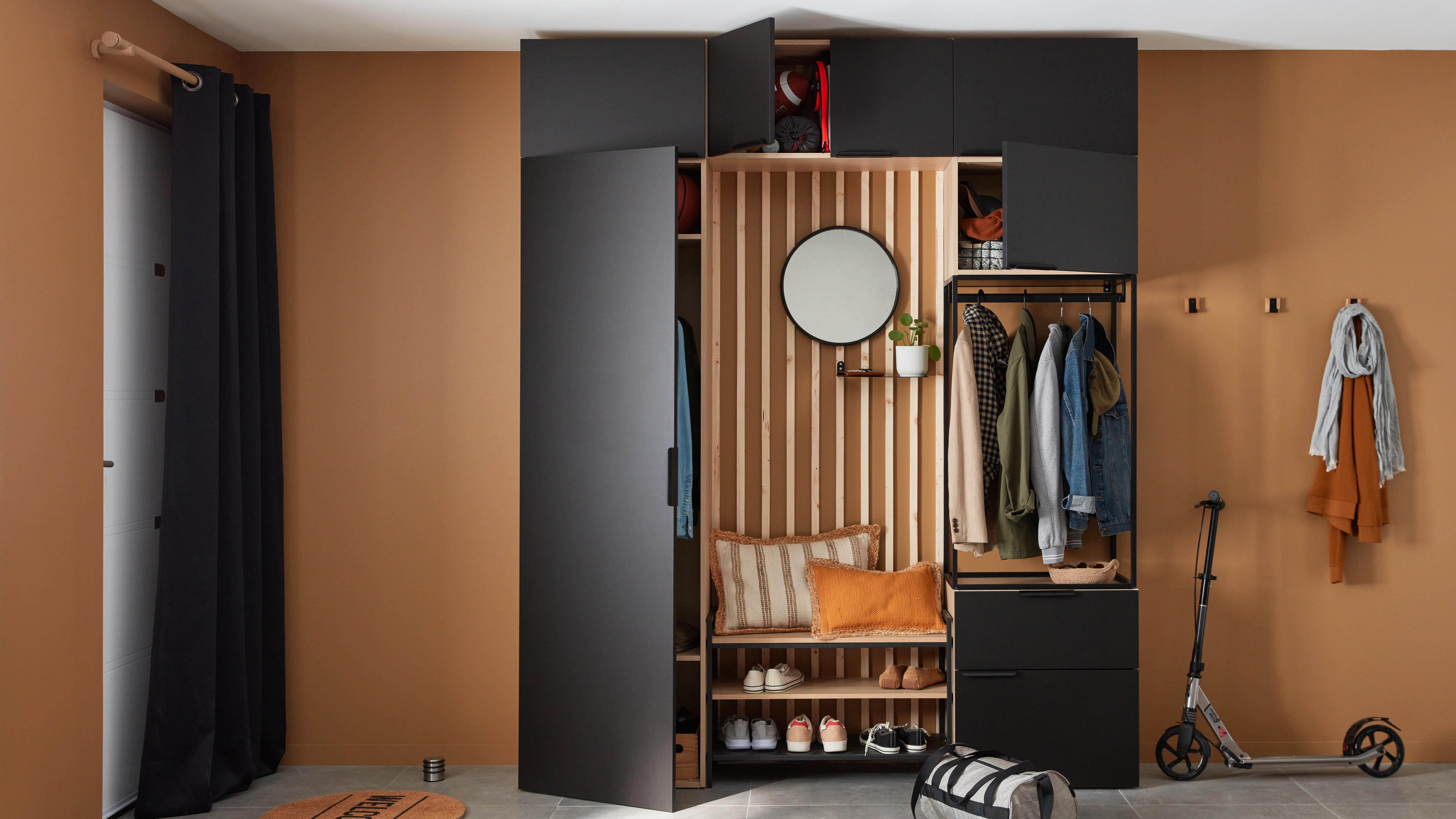 Porte battante SPACEO Evo'M Vienne noir H.230,4 X L.40 cm - 2