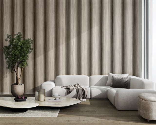 Pannello decorativo fonoassorbente idrofugo Cover Rovere sbiancato L 270 x L 40 cm, Sp 9 mm