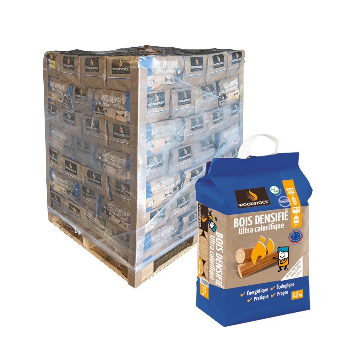 Bûches compressées WOODSTOCK sac 8 bûches, L.25cm - 4