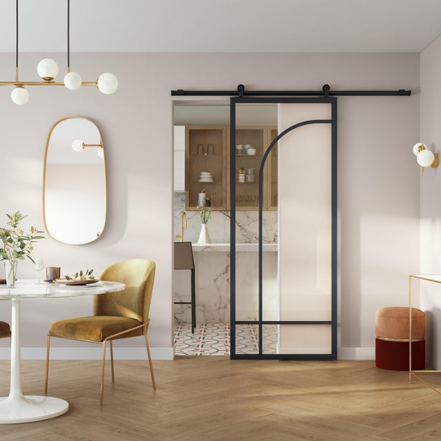 Porte coulissante Nina alu vitrée, H.204 x 83 cm, ARTENS