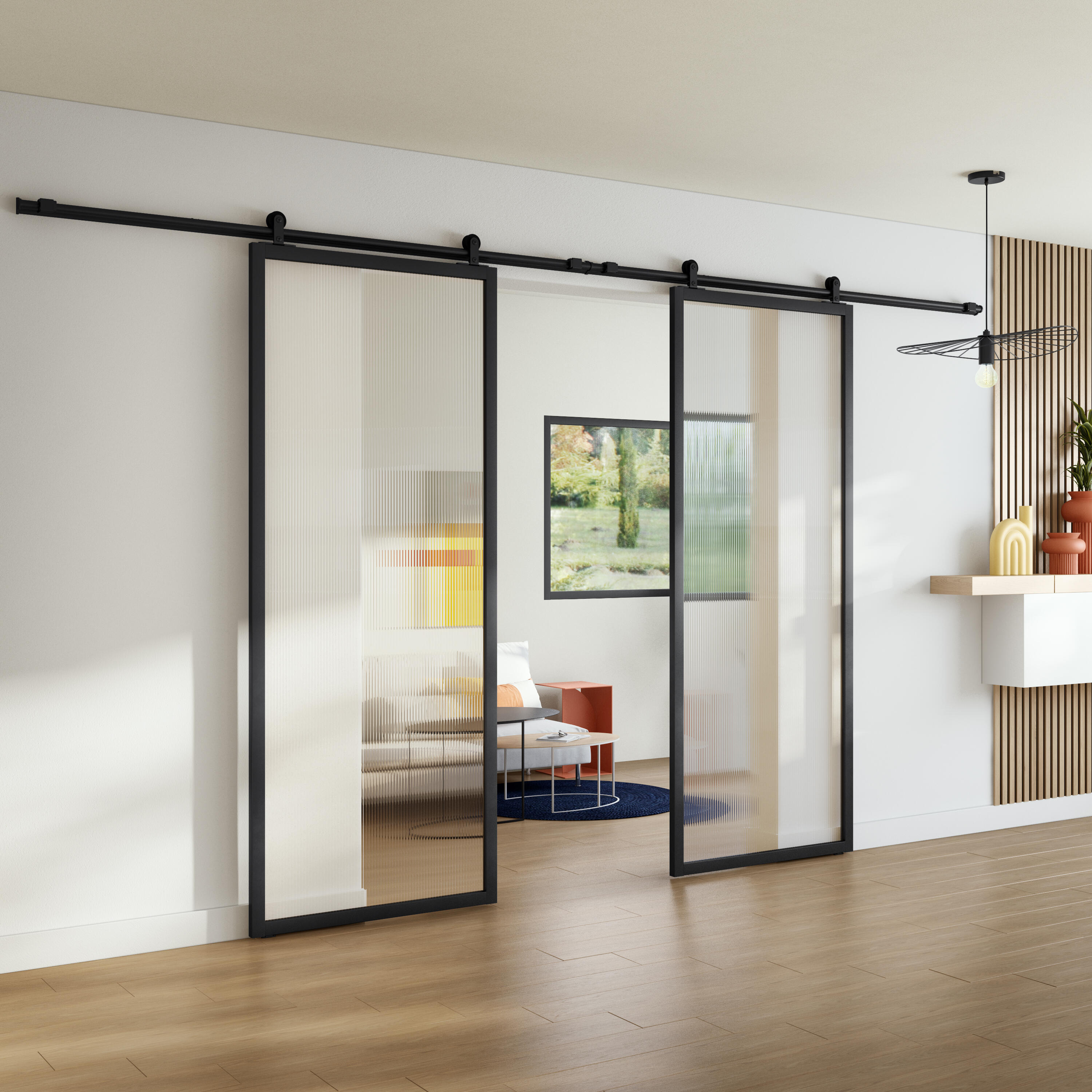 Anta per porta scorrevole ARTENS Zelie in alluminio nero L 86 x H 215 cm sp.30 mm reversibile - 3