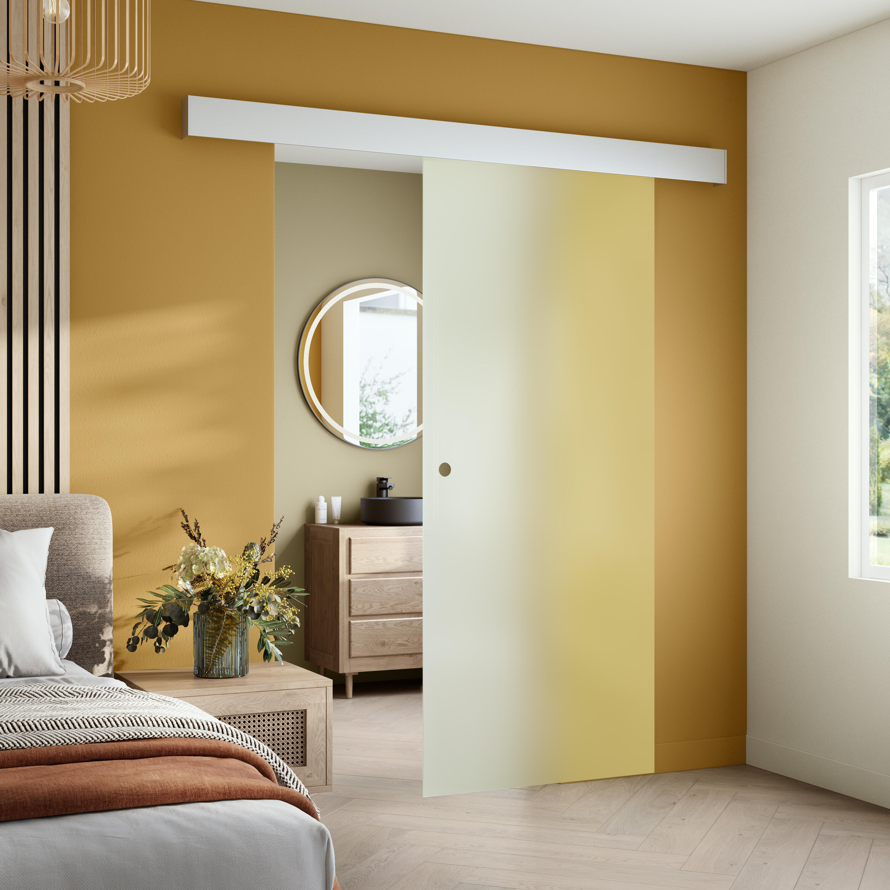 Puerta de interior corredera de cristal mate templado Artens Orlando anchura 83cm - 9