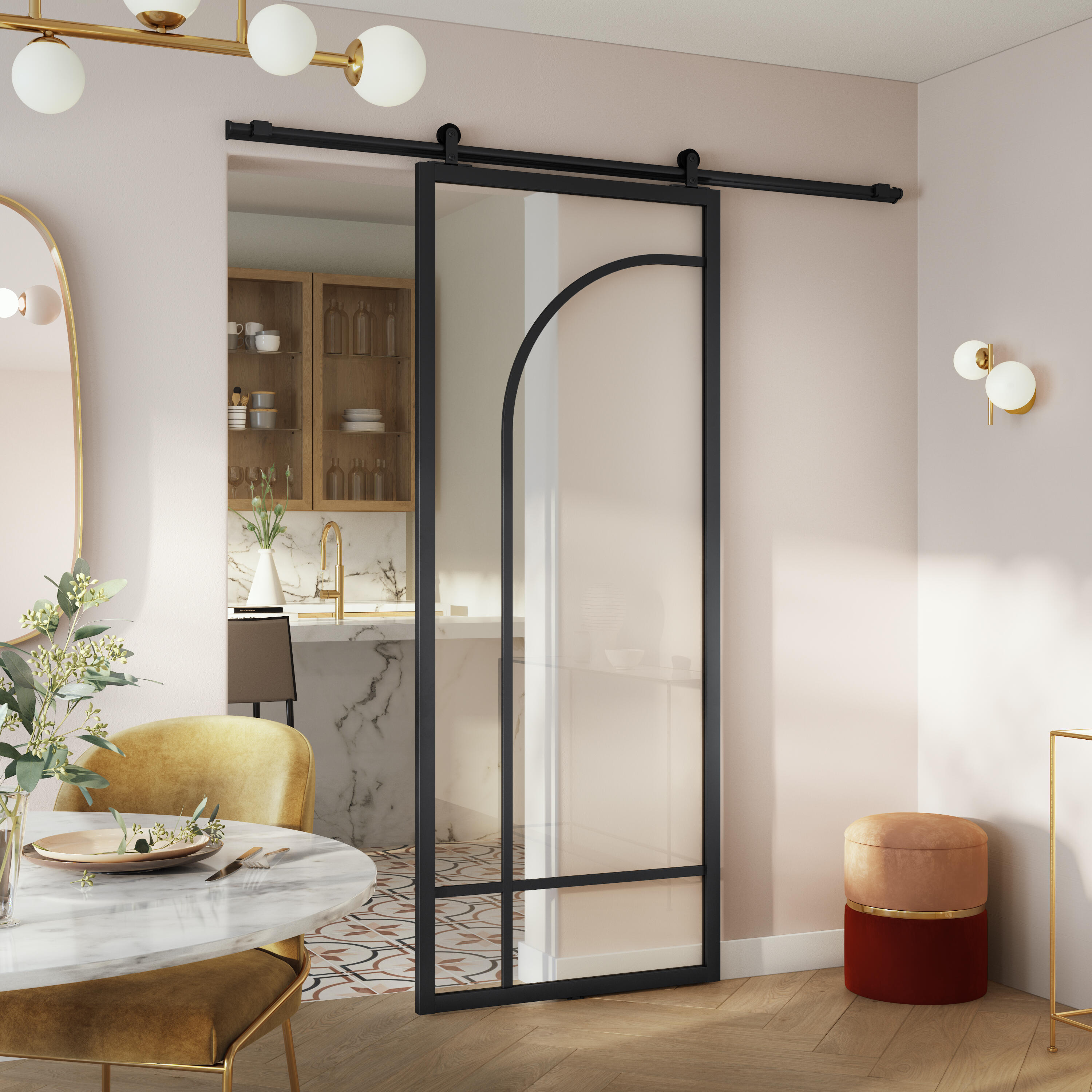 Porte coulissante Nina alu vitrée, H.204 x 83 cm, ARTENS - 4