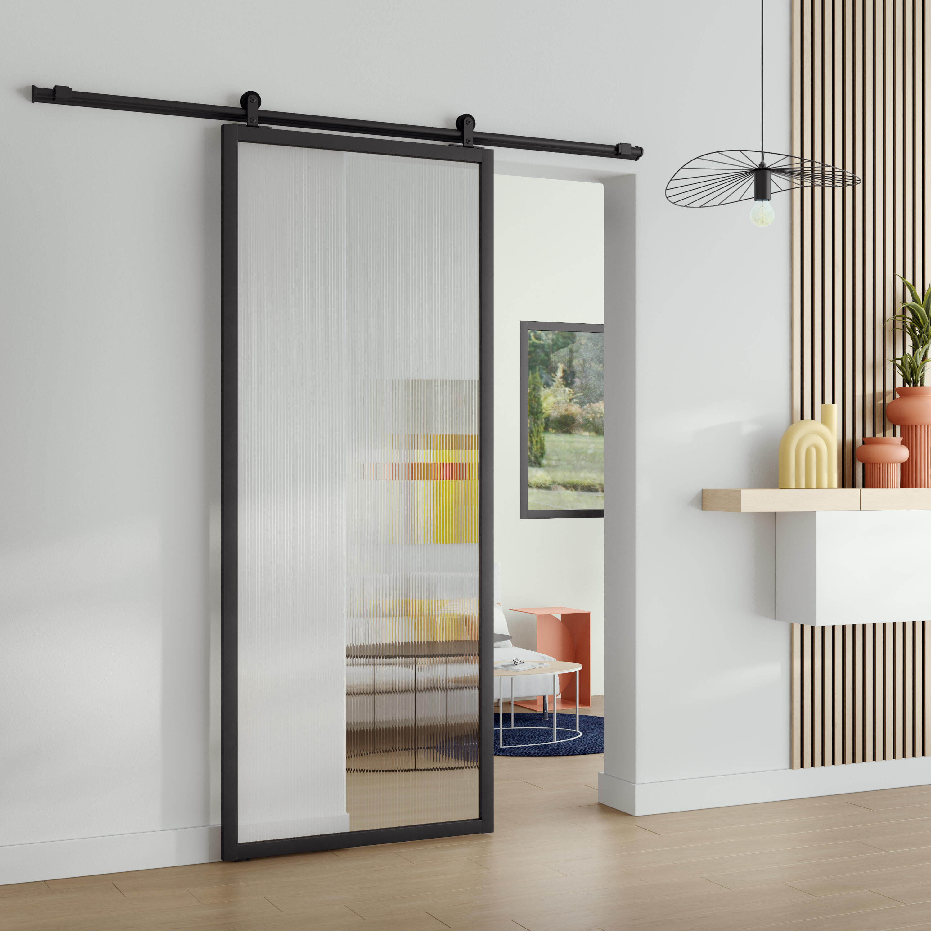 Porte coulissante Zélie alu vitrée, H.204 x 93 cm, ARTENS - 4