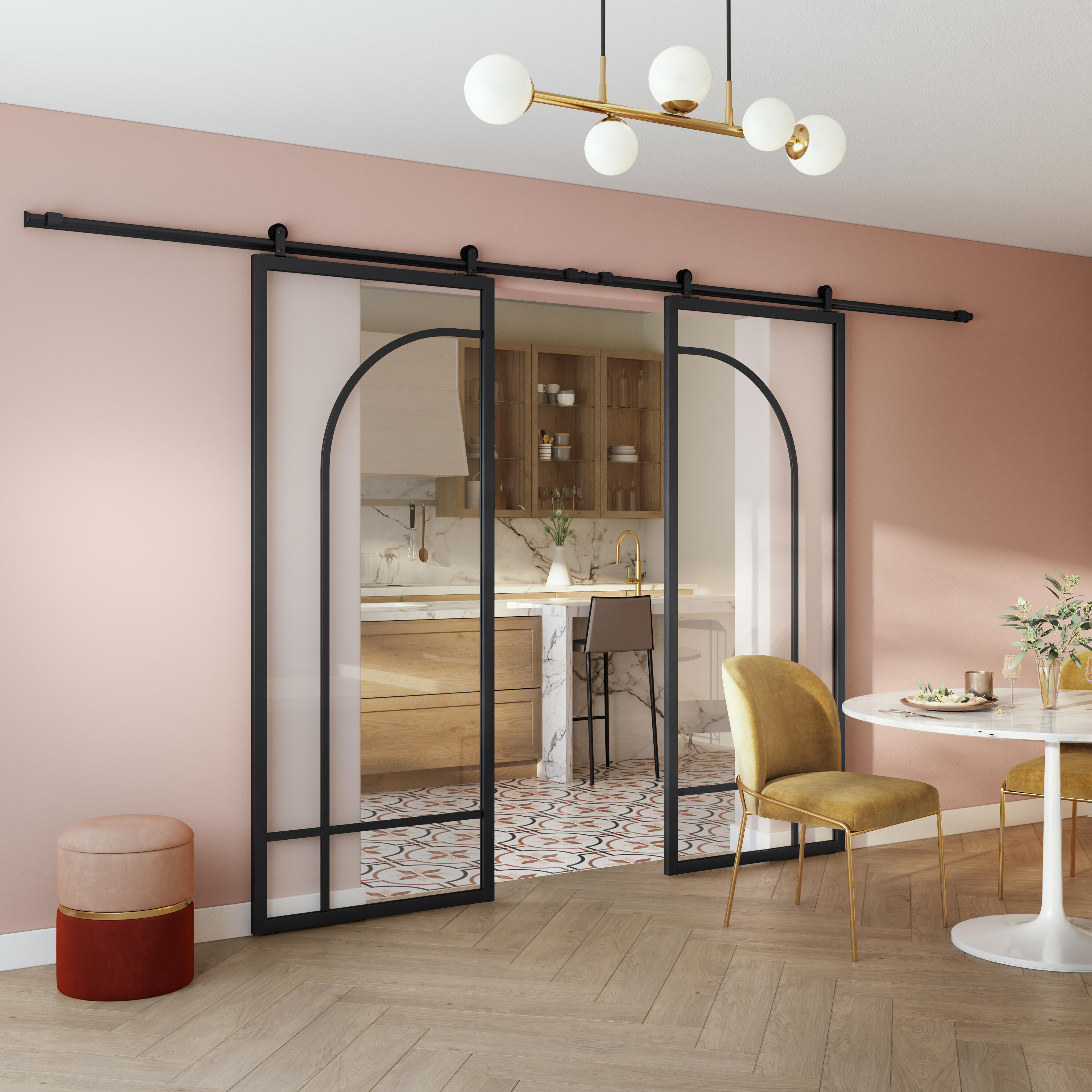 Porte coulissante Nina alu vitrée, H.204 x 83 cm, ARTENS - 5