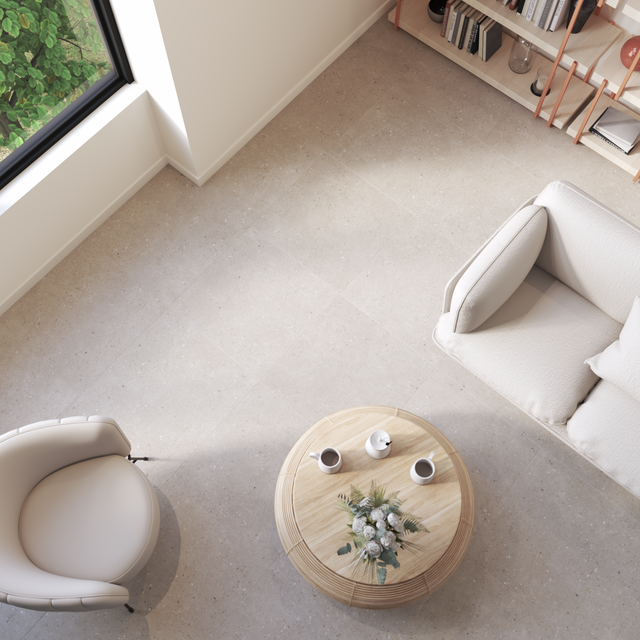 Carrelage sol intérieur / mur intérieur effet terrazzo beige Cavir l.60 x L.60 c