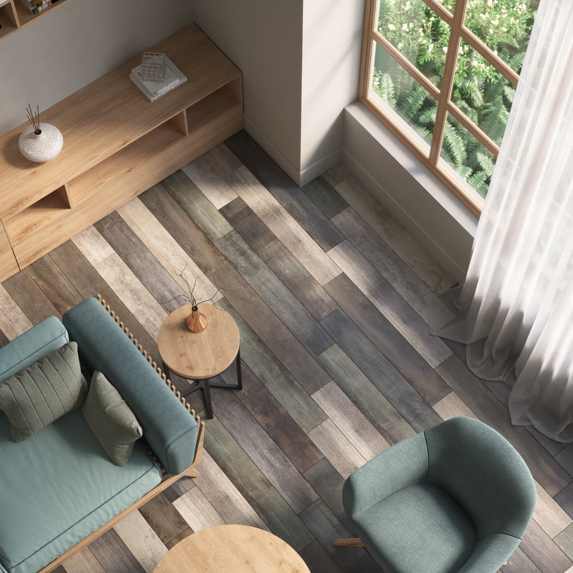 Suelo/azulejo cerámico arturi efecto madera multicolor 90x15 cm c1 artens