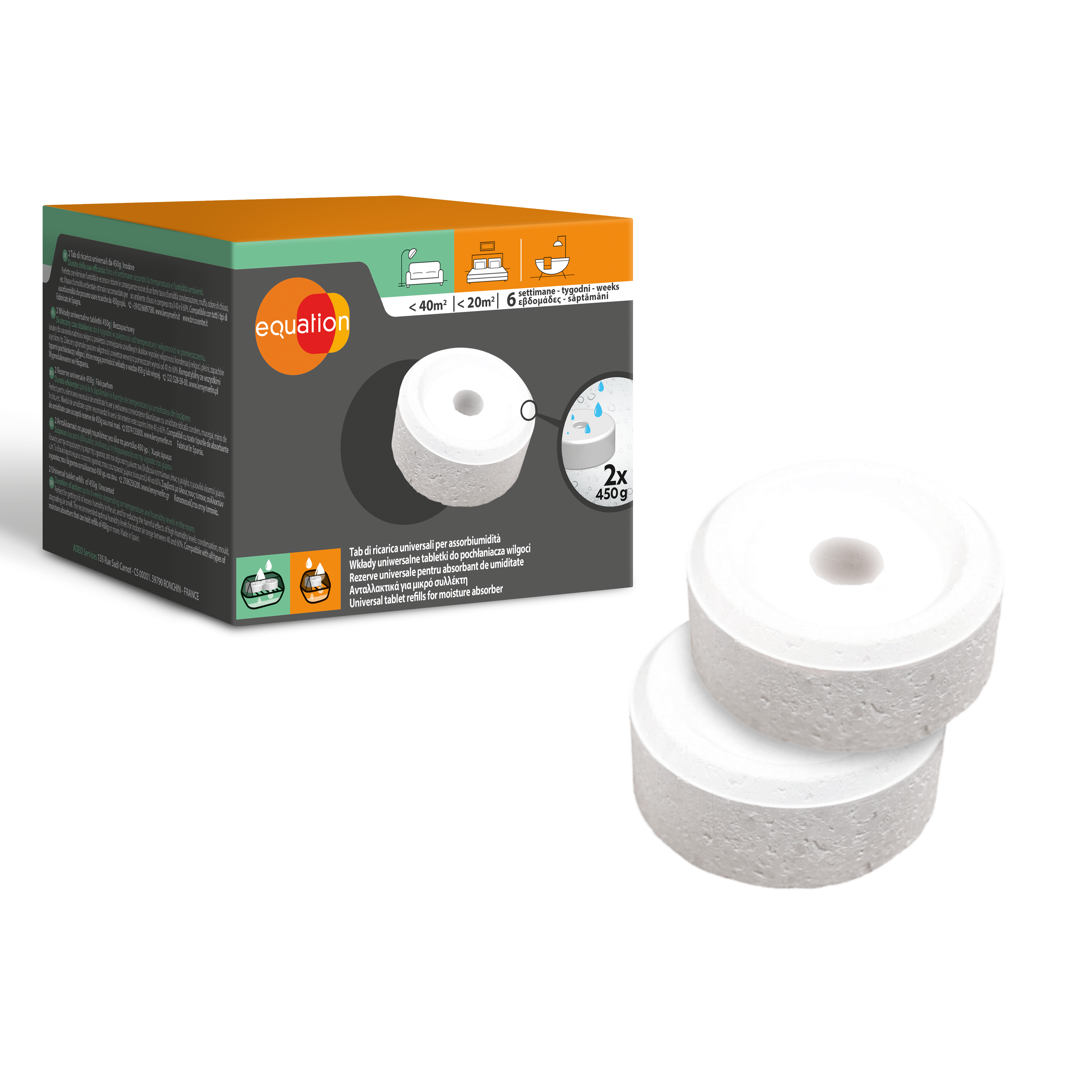 Wkład do pochłaniacza wilgoci neutralny 2 x 450 gr Equation