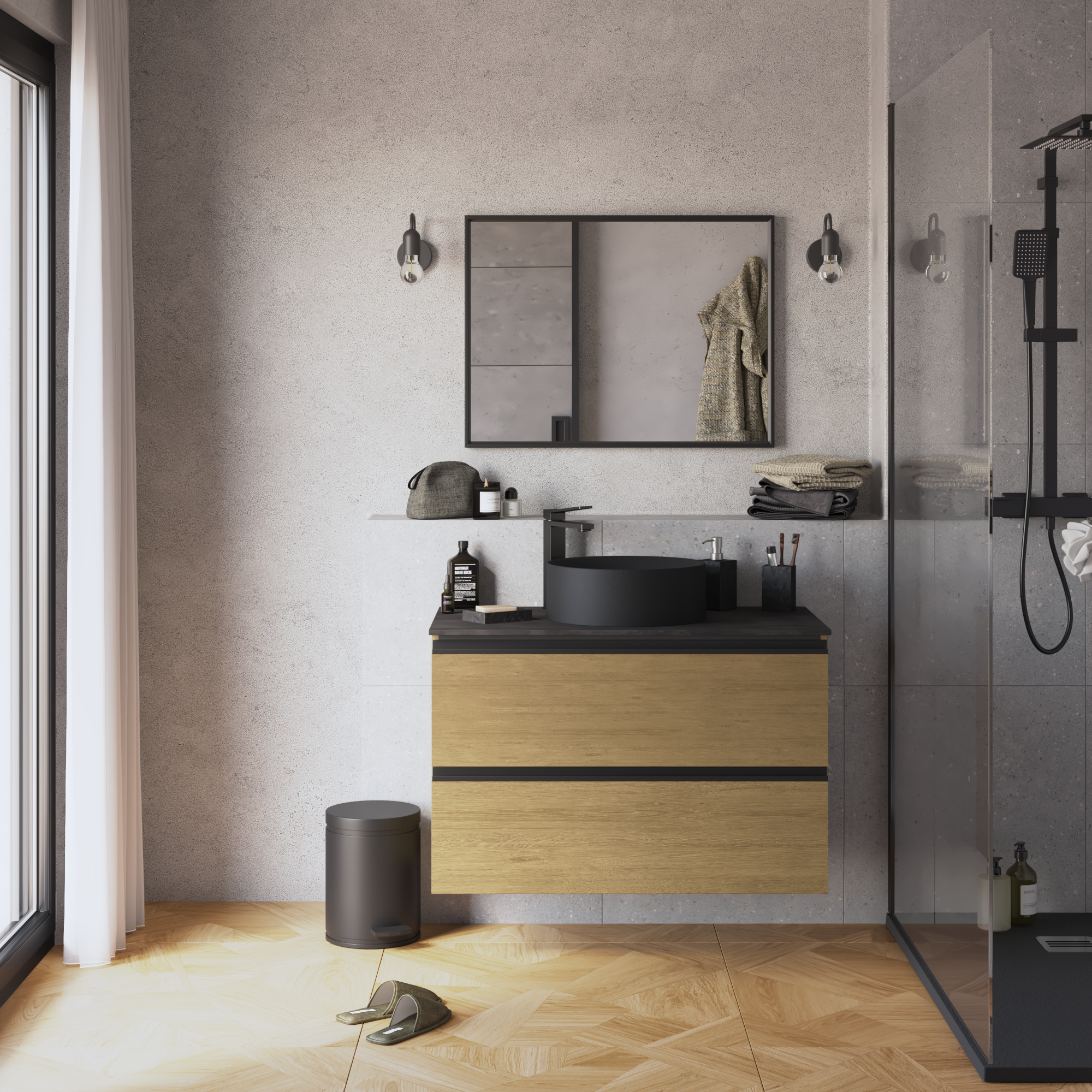 Carrelage sol intérieur / mur intérieur effet terrazzo gris Cavir l.60 x L.60 cm - 3