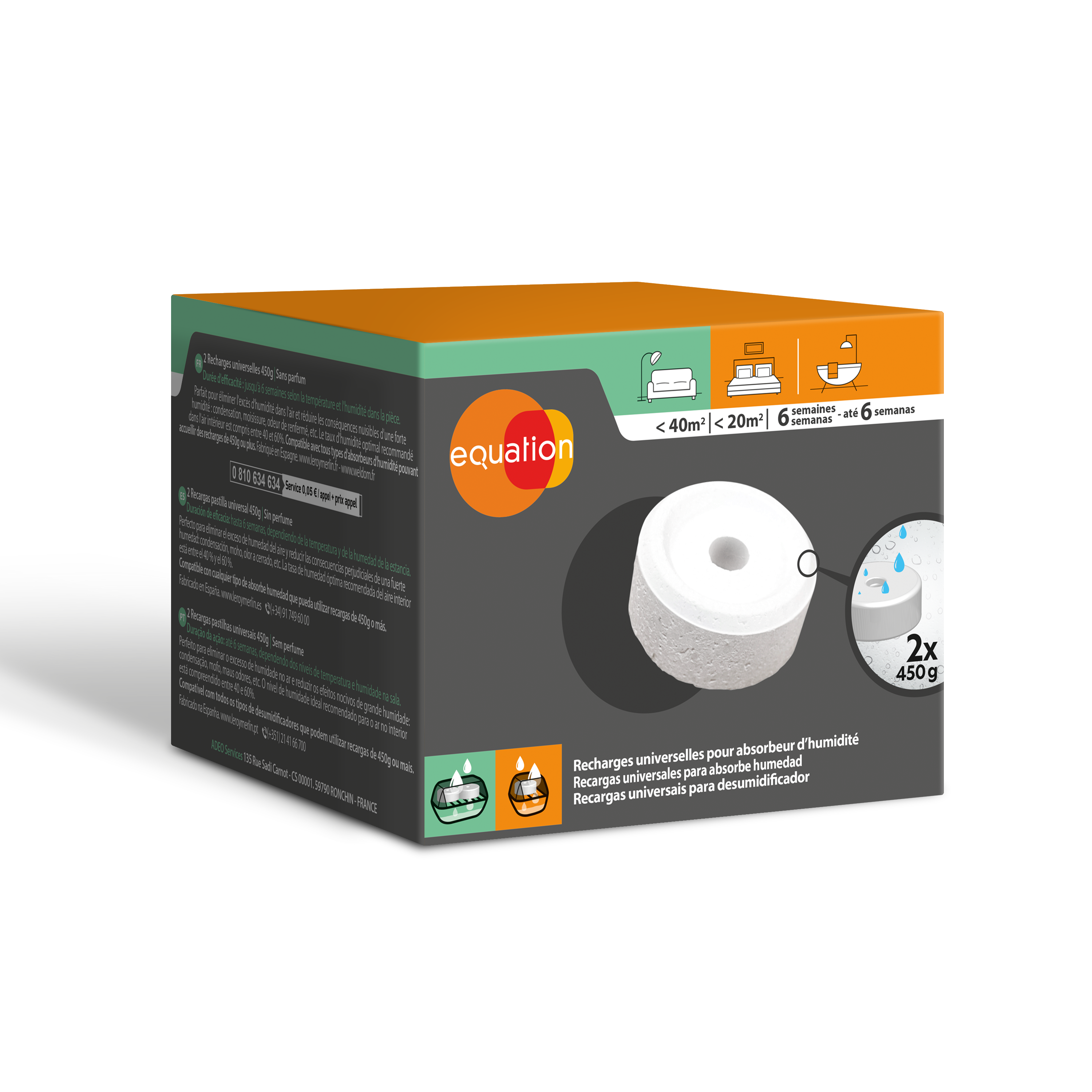 2 recargas absorvente humidade Equation 450GR neutro - 4