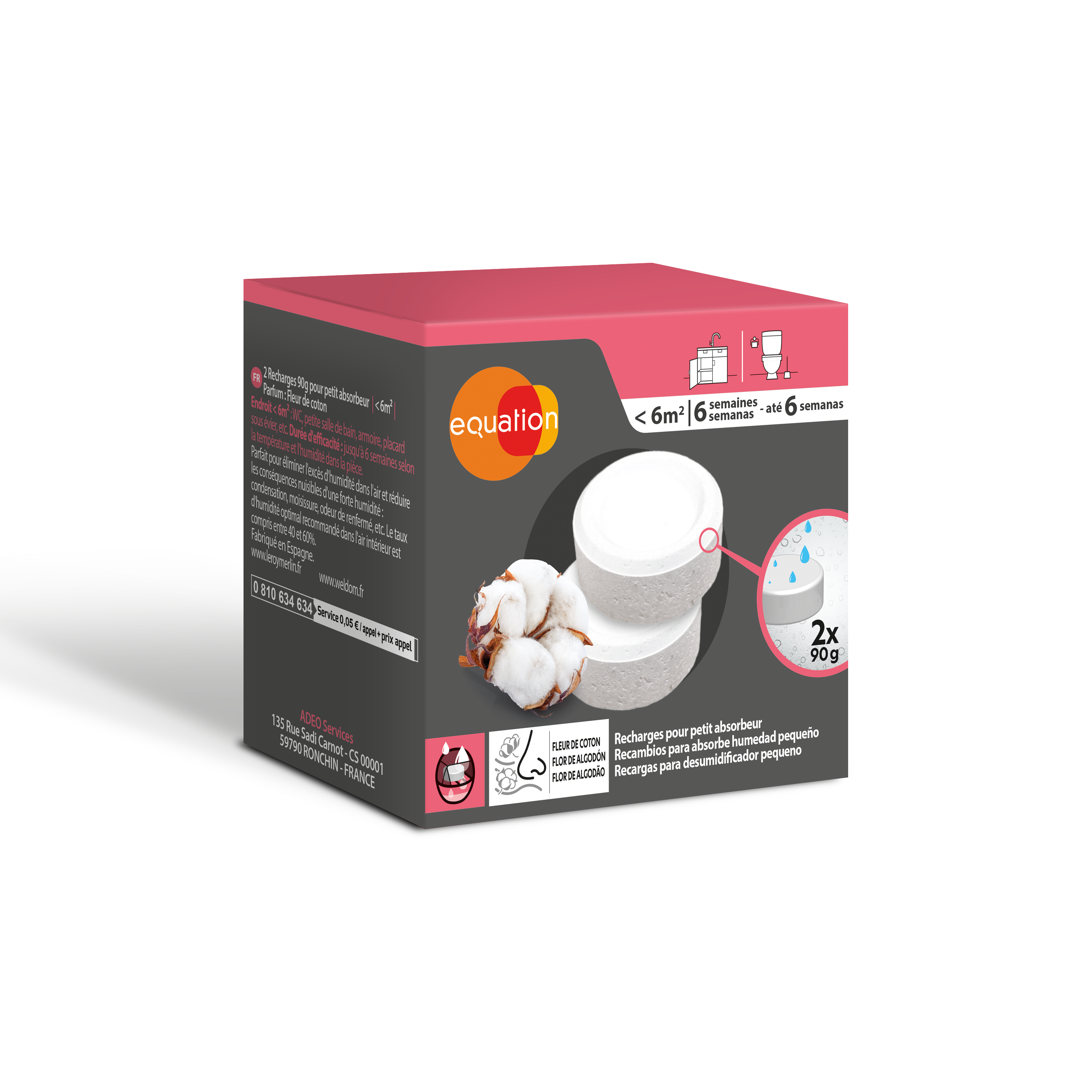 2 recargas absorvente humidade Equation 90GR algodão - 5