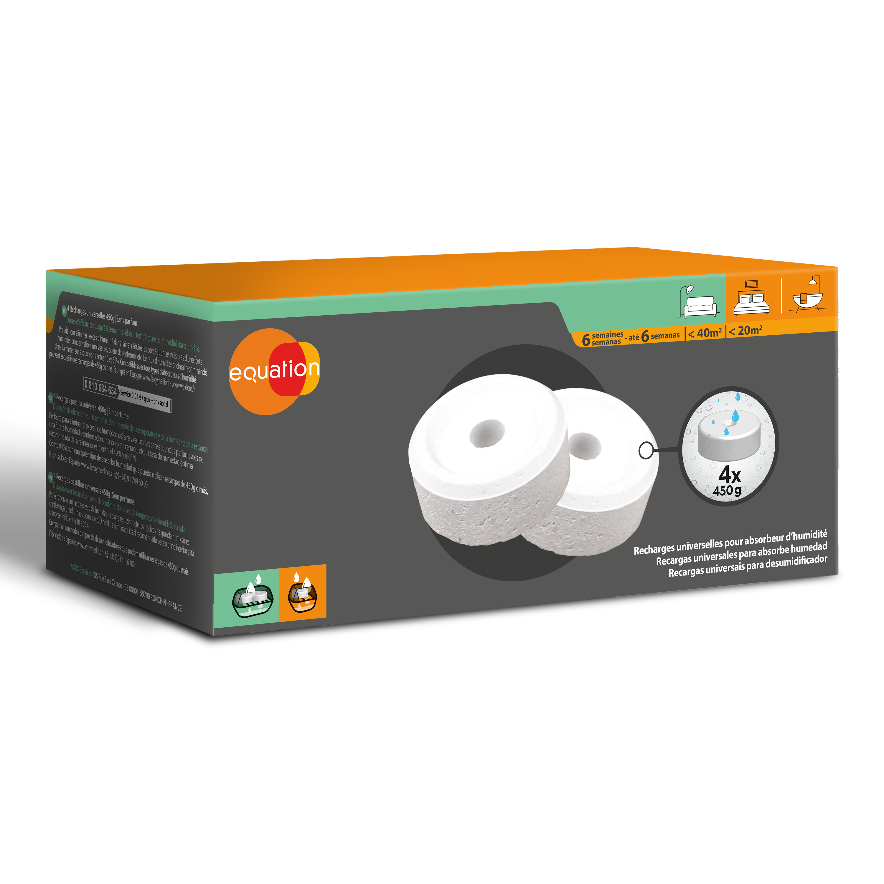 4 recargas absorvente humidade Equation 450GR neutro - 4