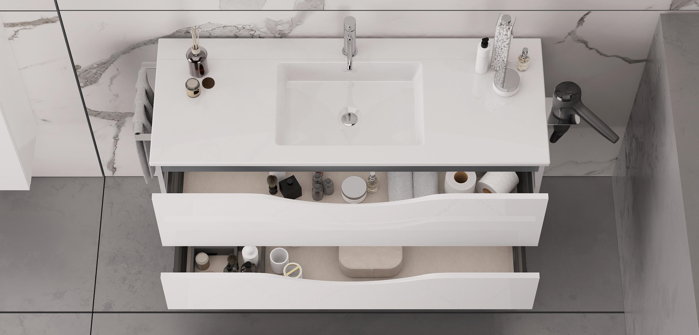 Lavatório de encastrar branco 121x46x11,5 cm Banhoazis Lupi - 4