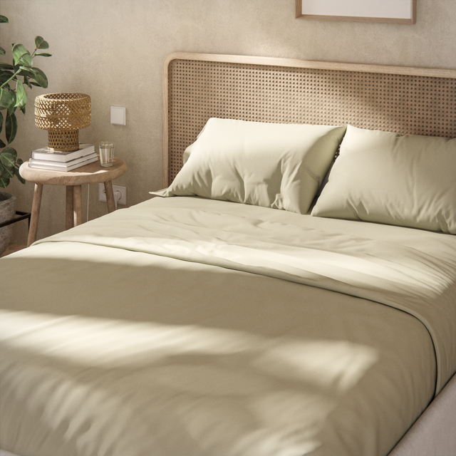 Sábana encimera Esencial algodón 144 hilos verde agua 180x270 para cama de 105 cm