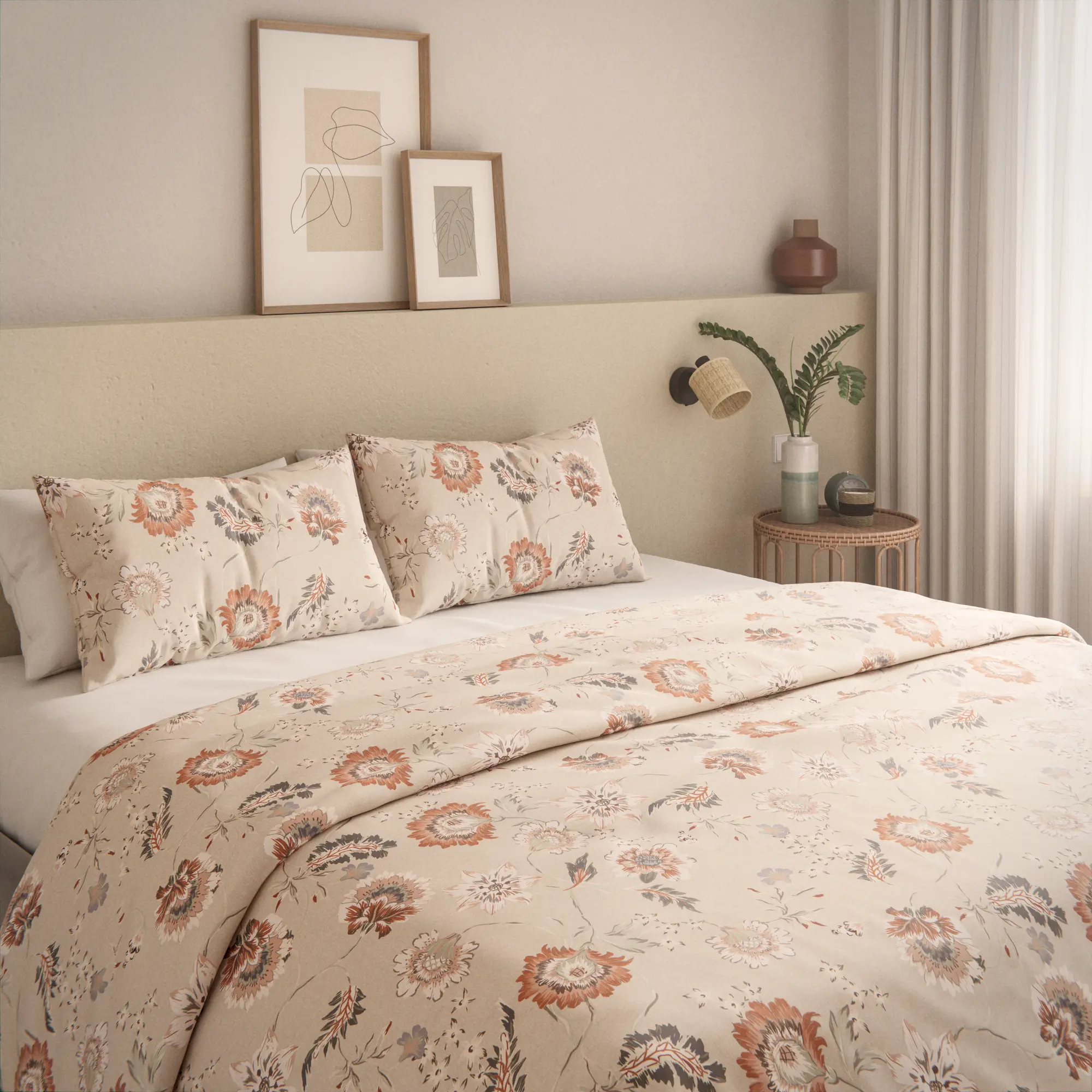 Funda nórdica india algodón 180 hilos beige. marrón, gris, rosa cama de 105 cm
