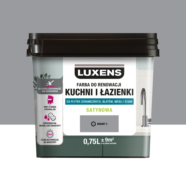 Farba renowacyjna Kuchnia & Łazienka Satin Granit 3 0.75 l Luxens